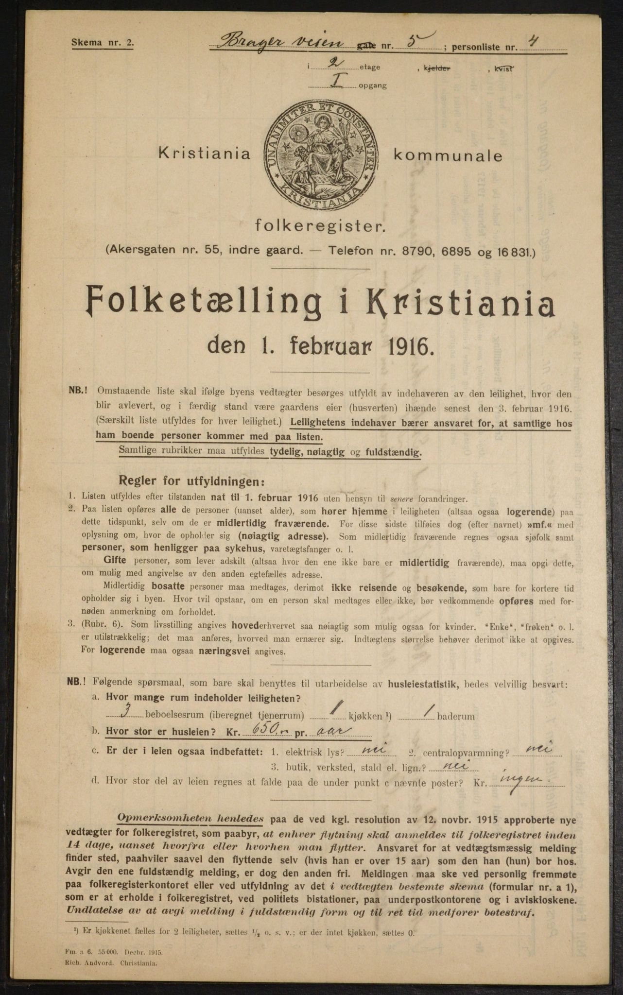 OBA, Municipal Census 1916 for Kristiania, 1916, p. 8174