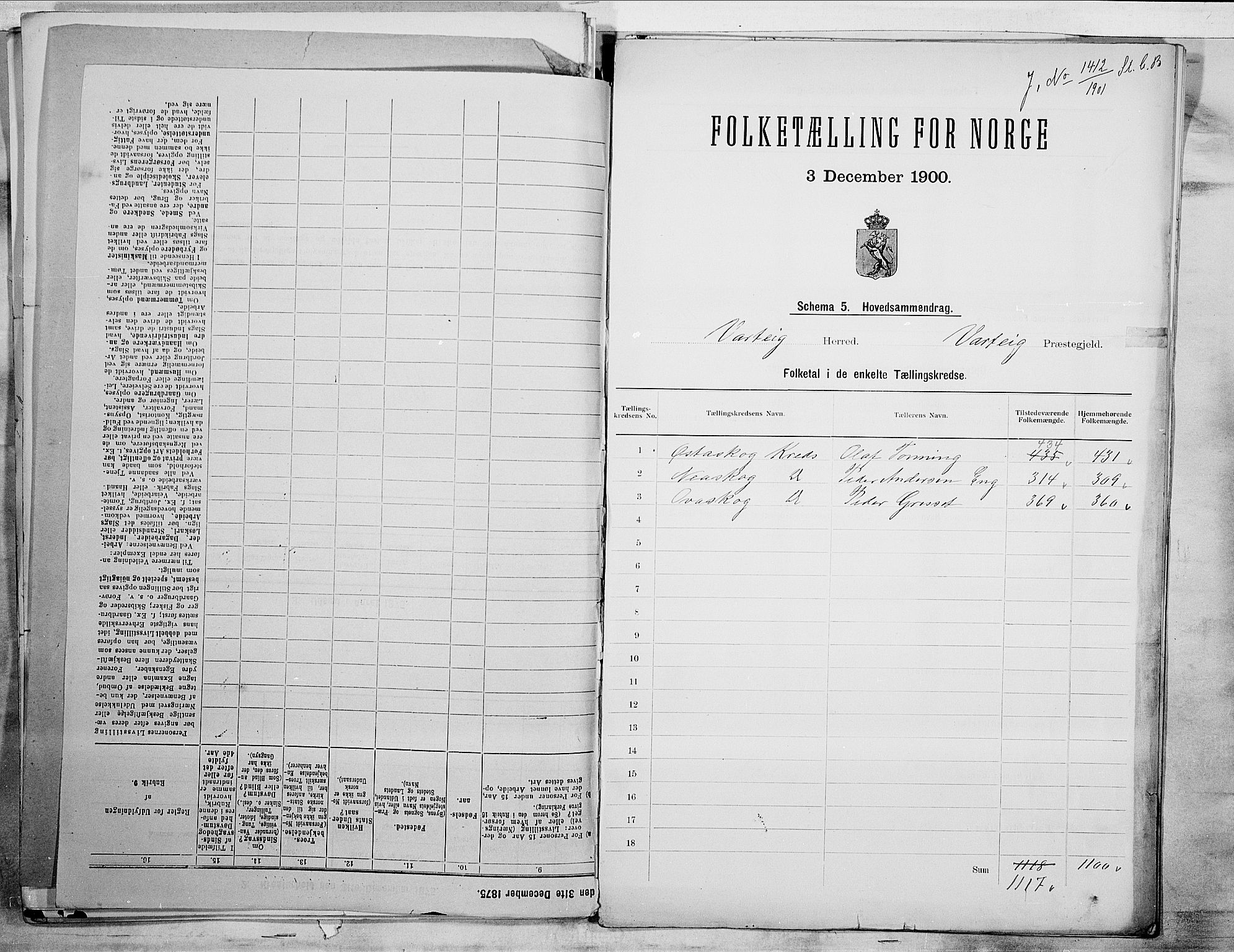 SAO, 1900 census for Varteig, 1900, p. 2