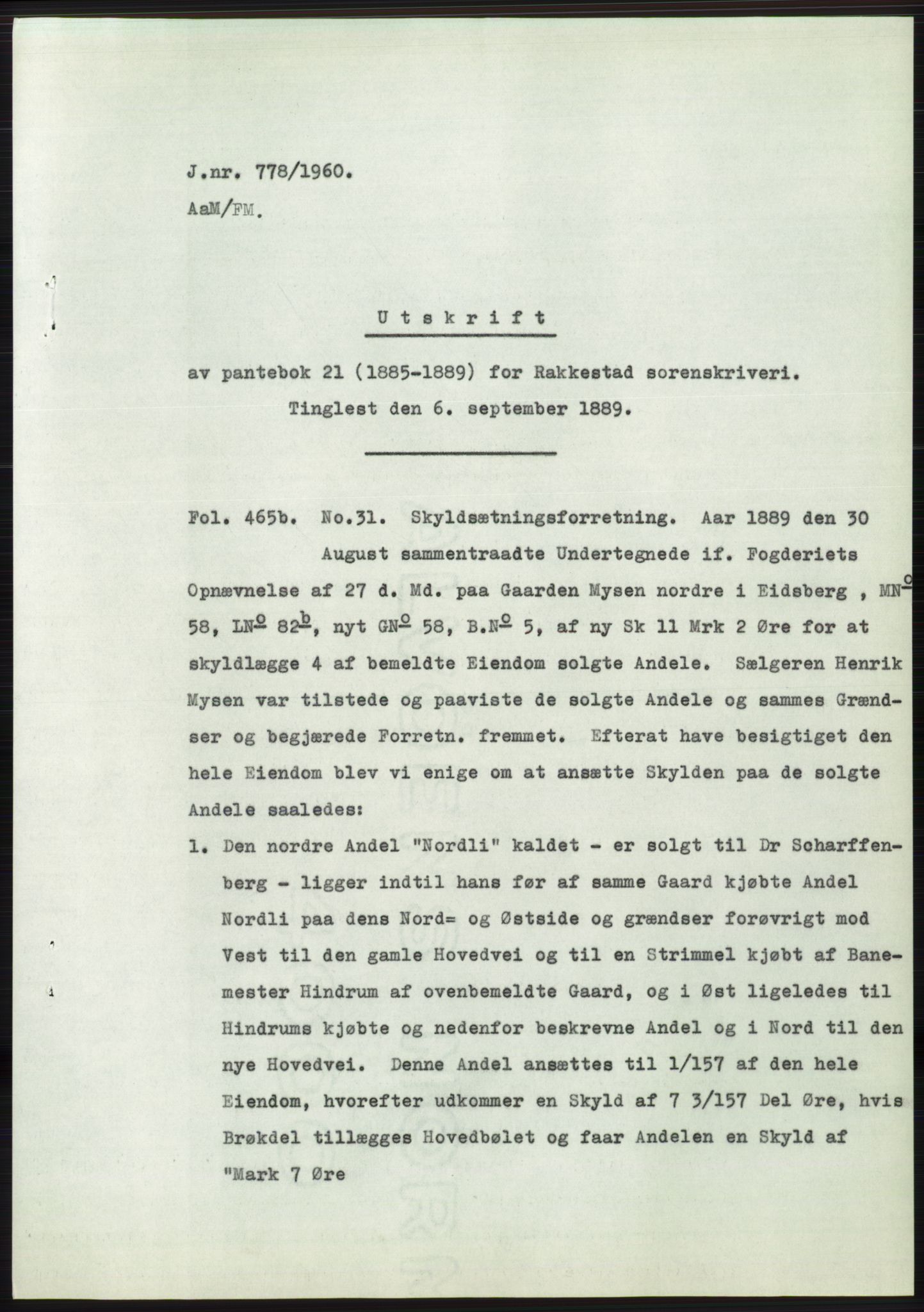 Statsarkivet i Oslo, AV/SAO-A-10621/Z/Zd/L0011: Avskrifter, j.nr 4-798/1960, 1960, p. 493