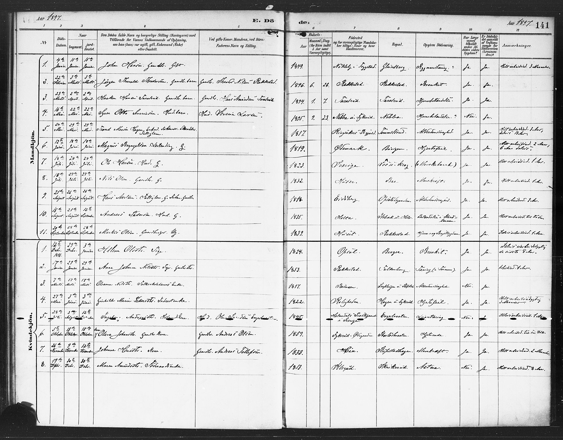 Rødenes prestekontor Kirkebøker, AV/SAO-A-2005/F/Fa/L0010: Parish register (official) no. I 10, 1890-1900, p. 141