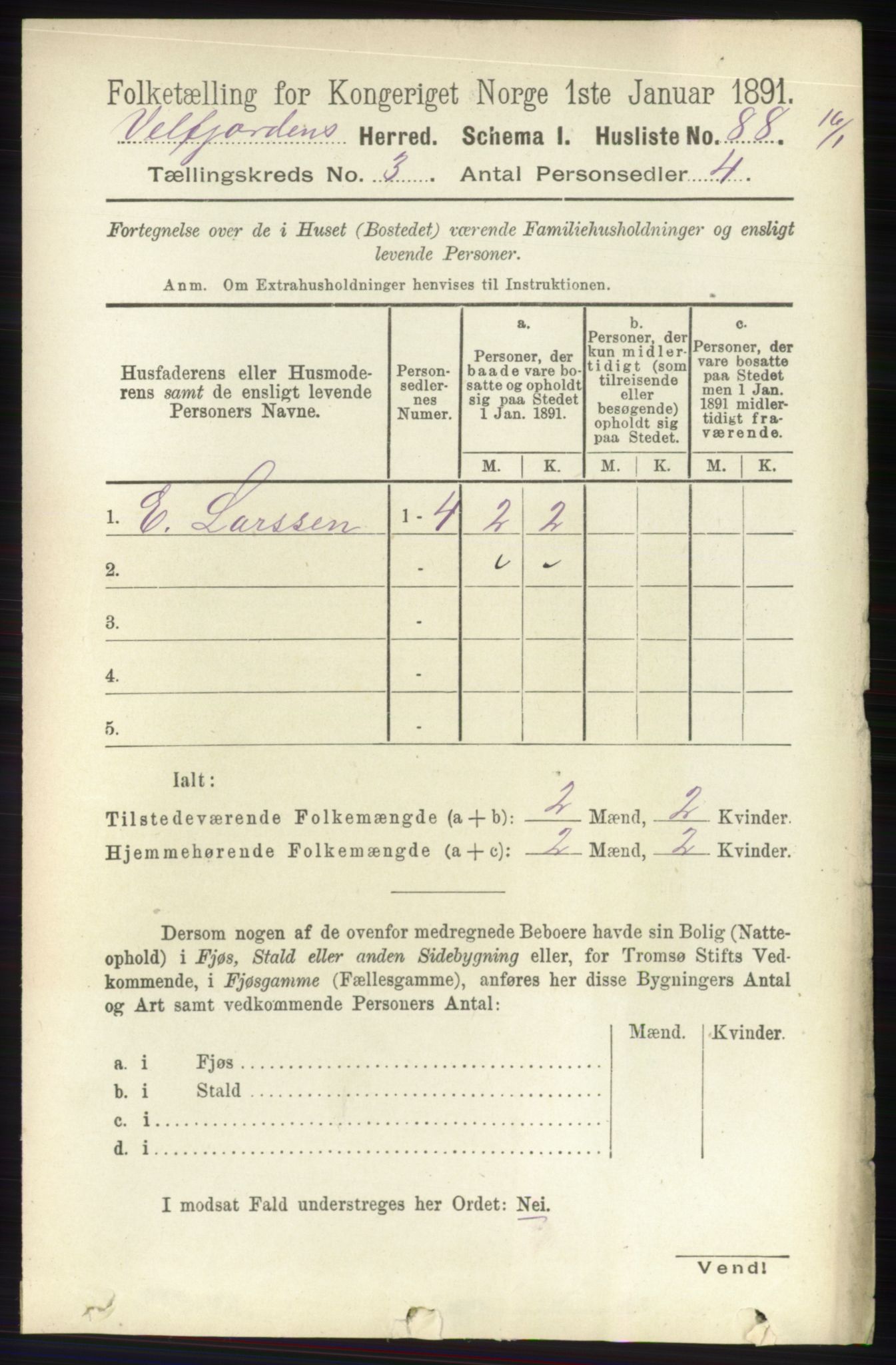 RA, 1891 census for 1813 Velfjord, 1891, p. 1028