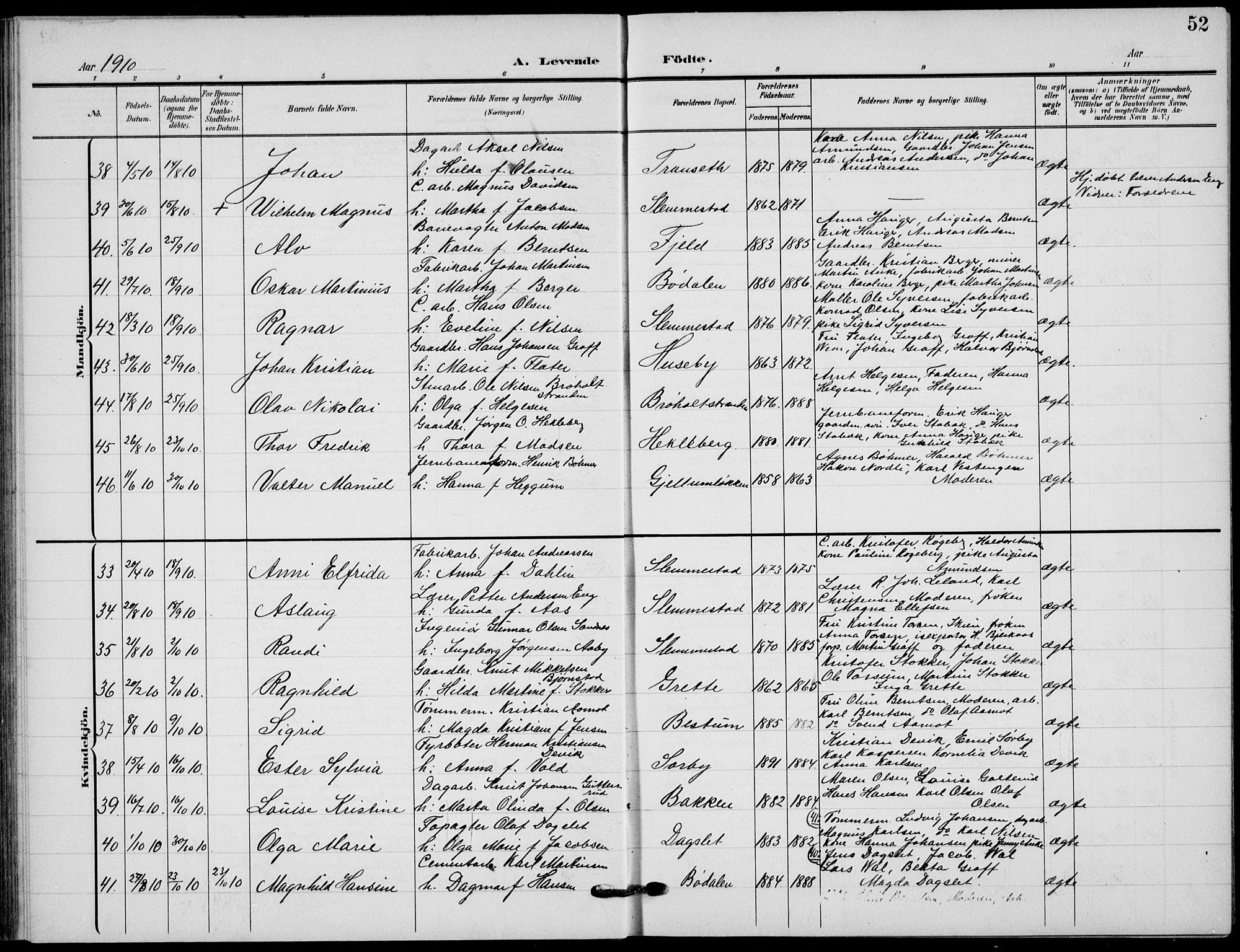 Røyken kirkebøker, AV/SAKO-A-241/G/Ga/L0005: Parish register (copy) no. 5, 1903-1918, p. 52