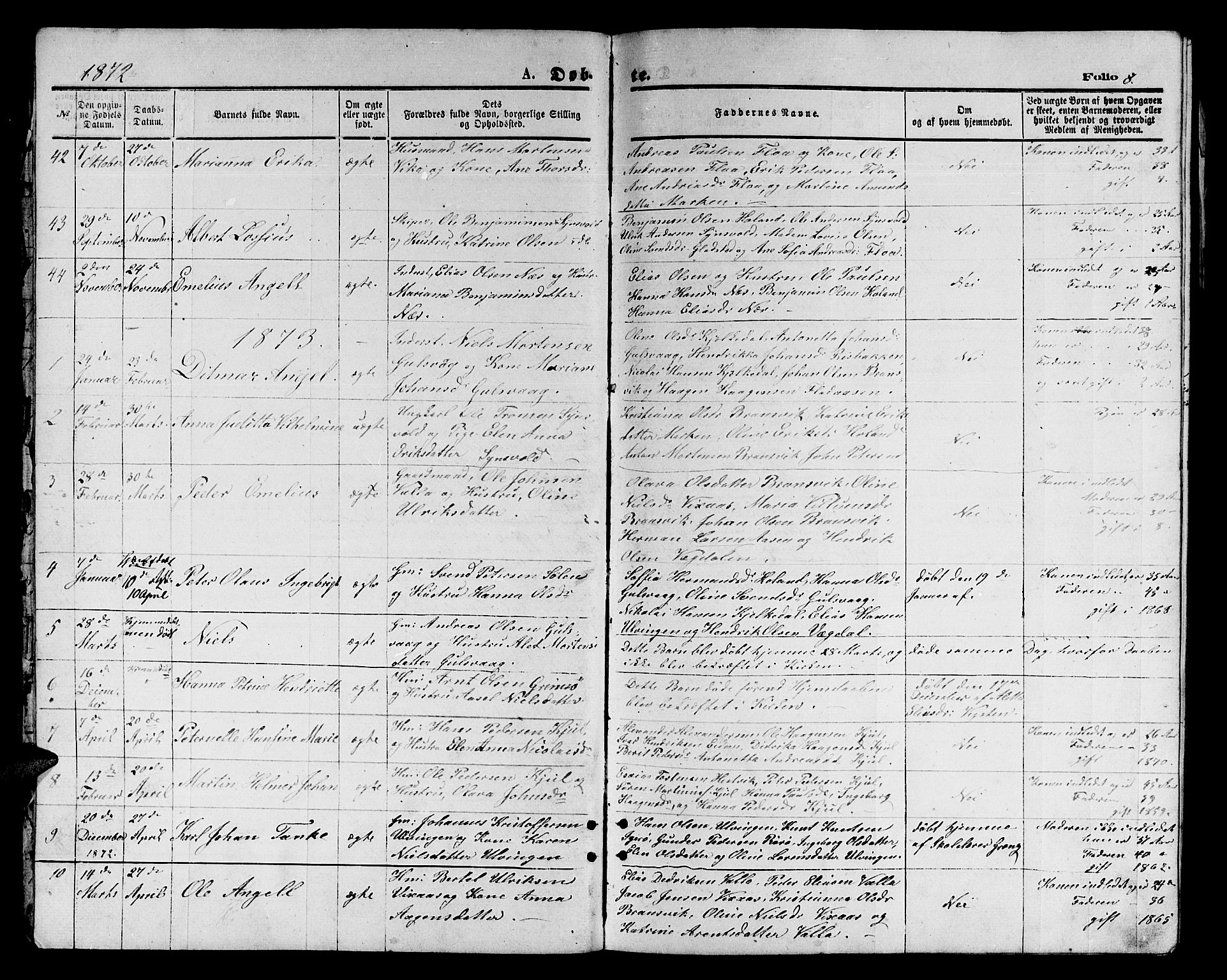 Ministerialprotokoller, klokkerbøker og fødselsregistre - Nordland, AV/SAT-A-1459/816/L0252: Parish register (copy) no. 816C02, 1871-1885, p. 8