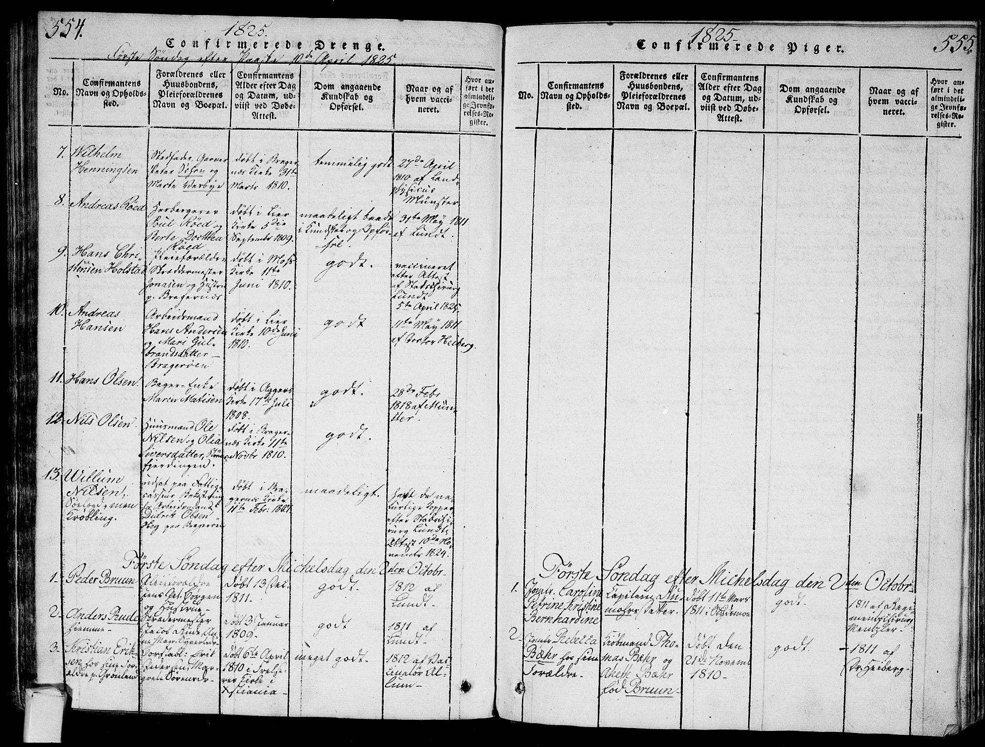 Bragernes kirkebøker, SAKO/A-6/G/Ga/L0001: Parish register (copy) no. 1, 1815-1829, p. 554-555