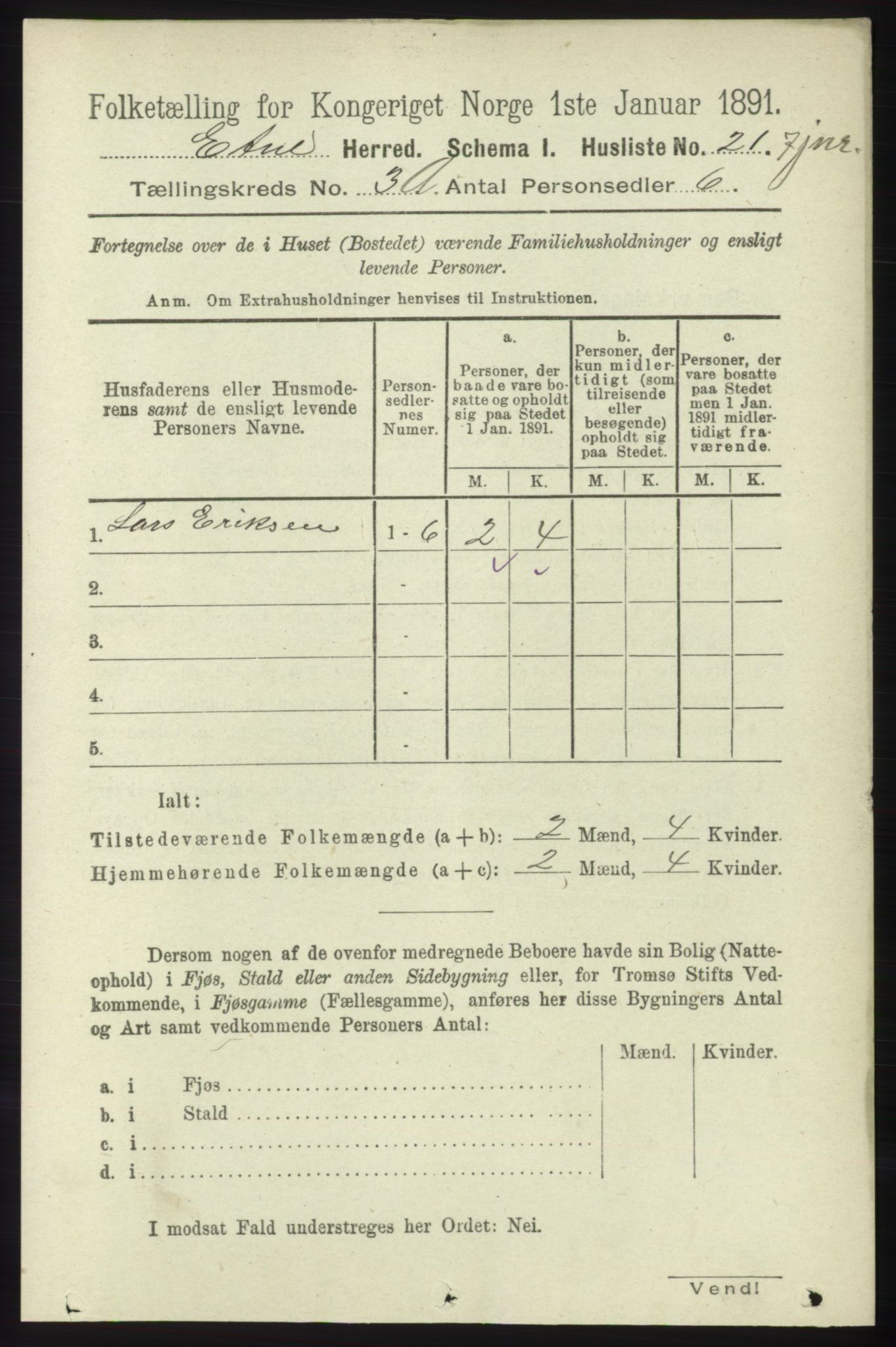 RA, 1891 census for 1211 Etne, 1891, p. 683