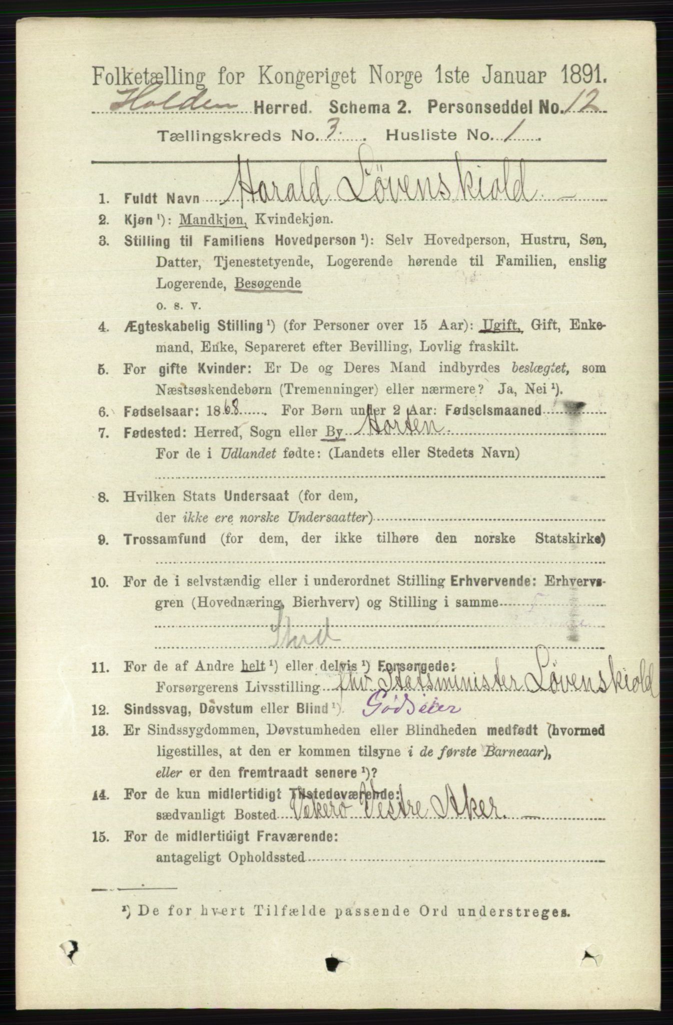 RA, 1891 census for 0819 Holla, 1891, p. 1351