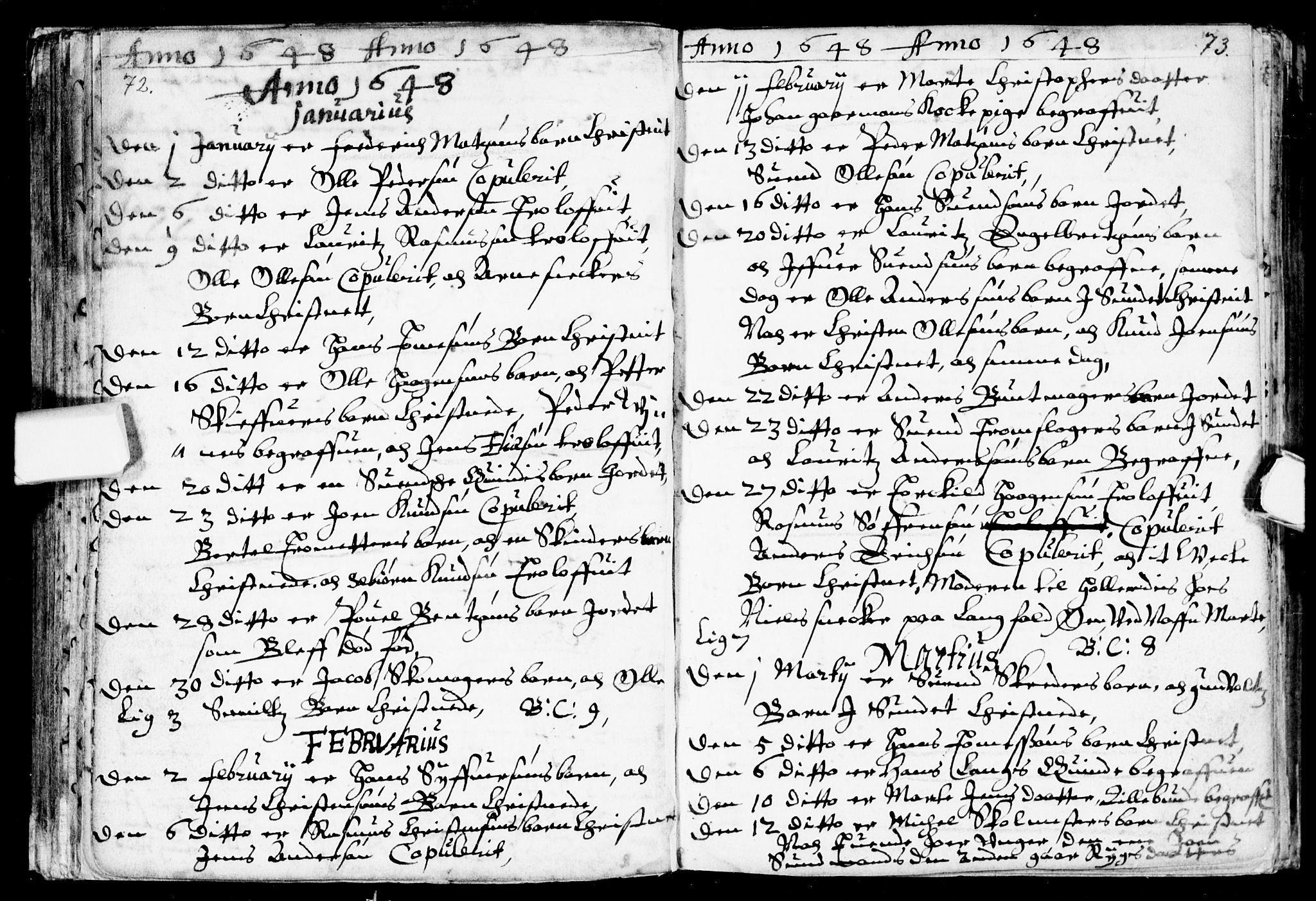 Bragernes kirkebøker, SAKO/A-6/F/Fa/L0001: Parish register (official) no. I 1, 1634-1662, p. 72-73