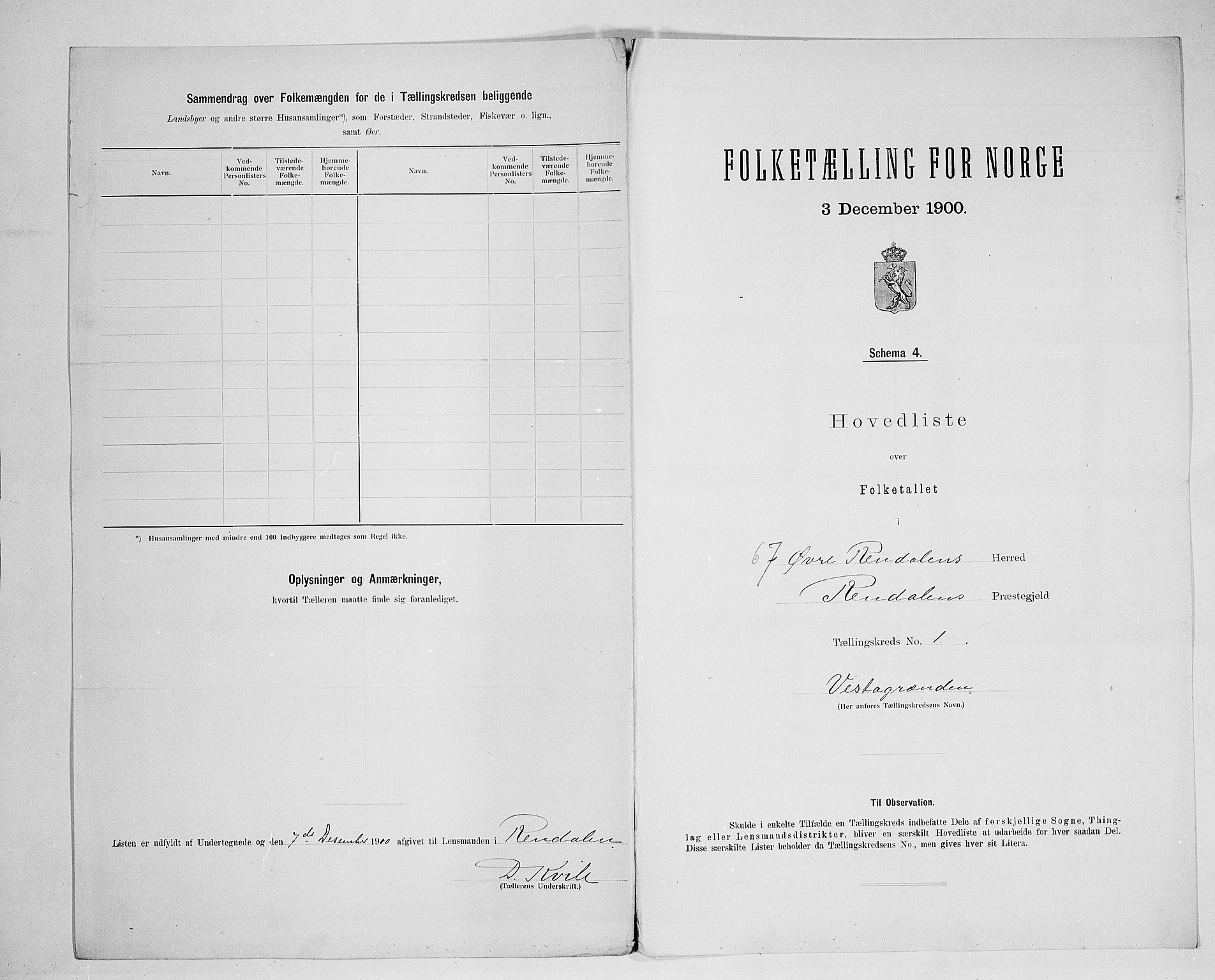 SAH, 1900 census for Øvre Rendal, 1900, p. 13