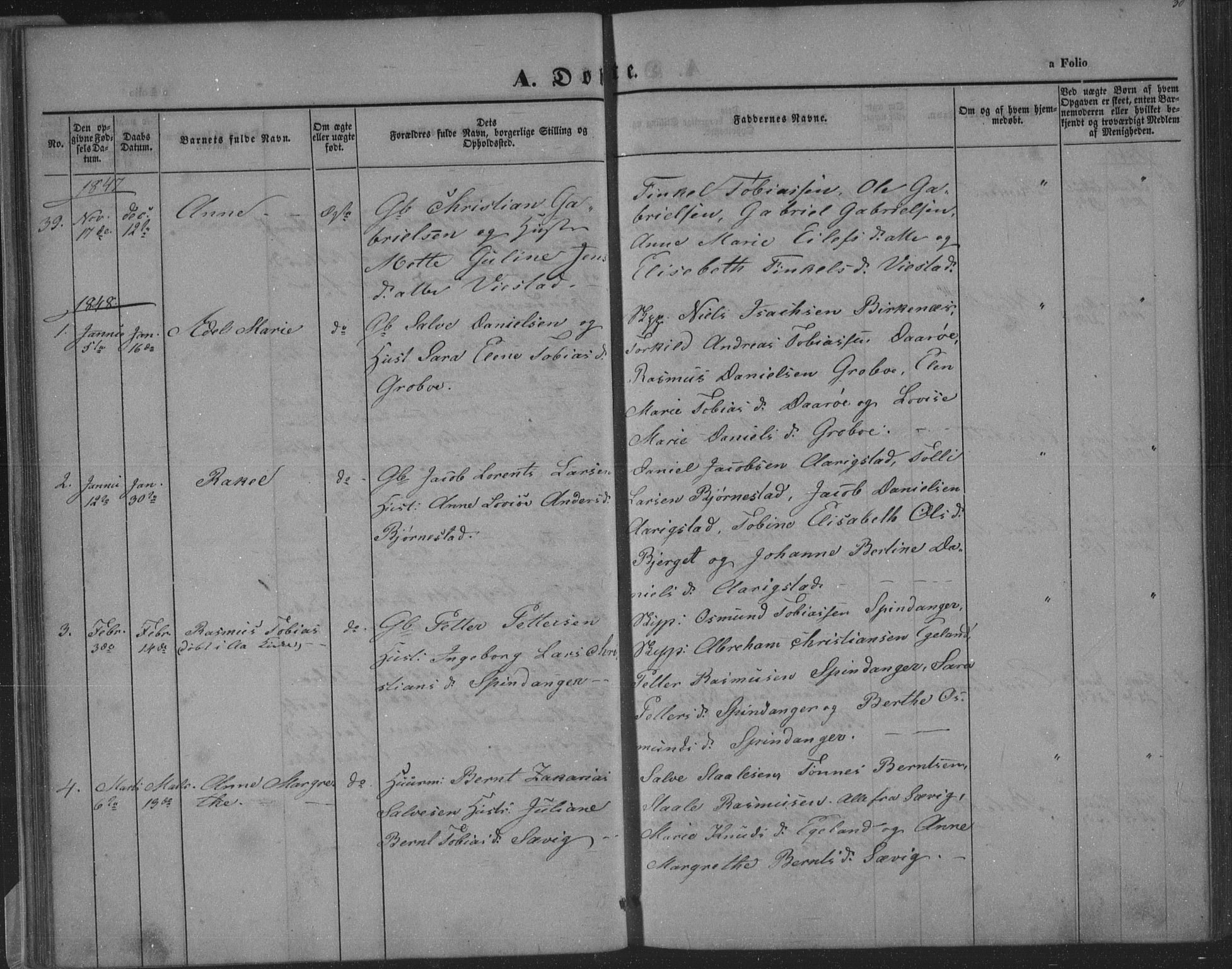 Herad sokneprestkontor, SAK/1111-0018/F/Fa/Fab/L0003: Parish register (official) no. A 3, 1844-1853, p. 30