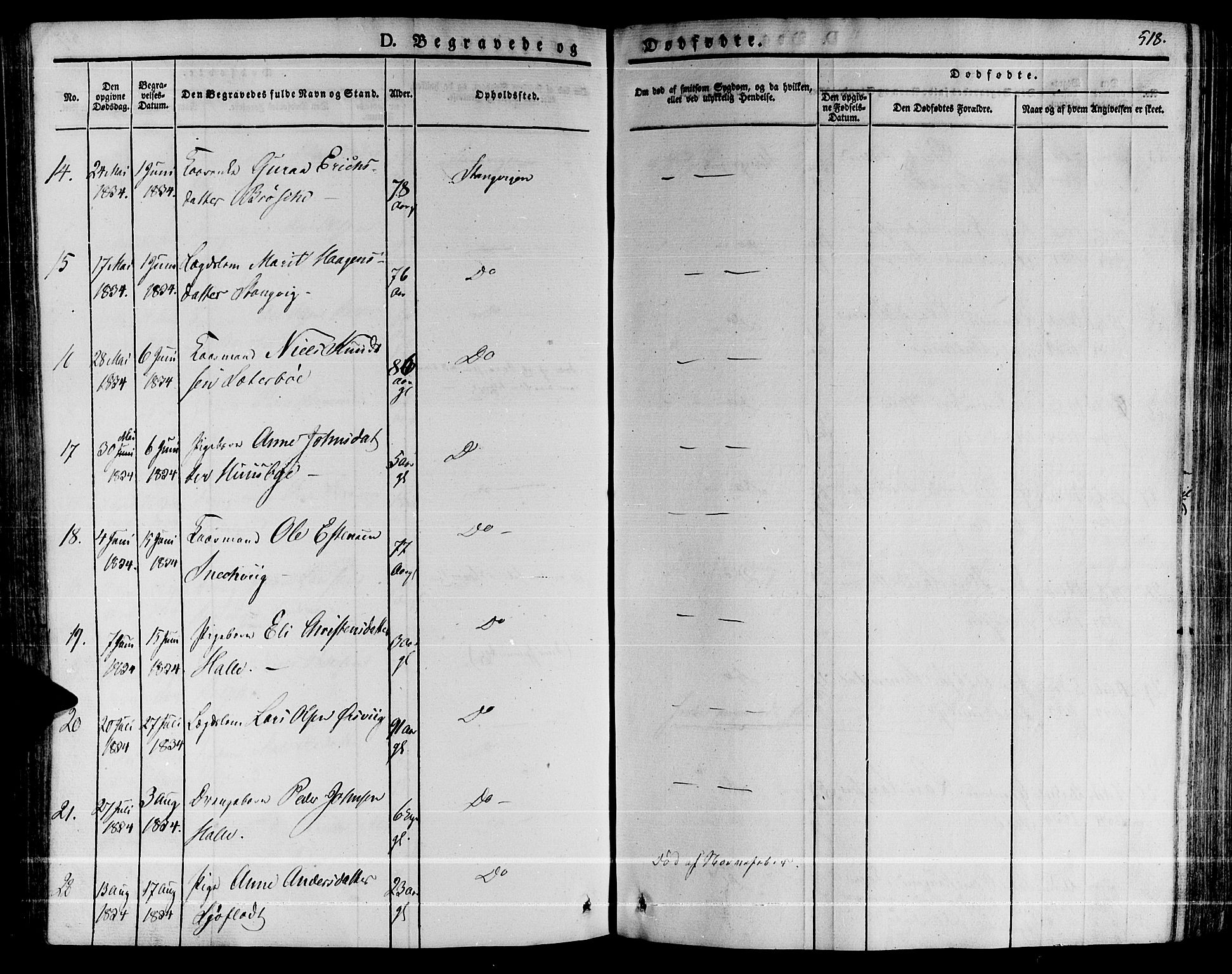 Ministerialprotokoller, klokkerbøker og fødselsregistre - Møre og Romsdal, AV/SAT-A-1454/592/L1024: Parish register (official) no. 592A03 /1, 1831-1849, p. 518