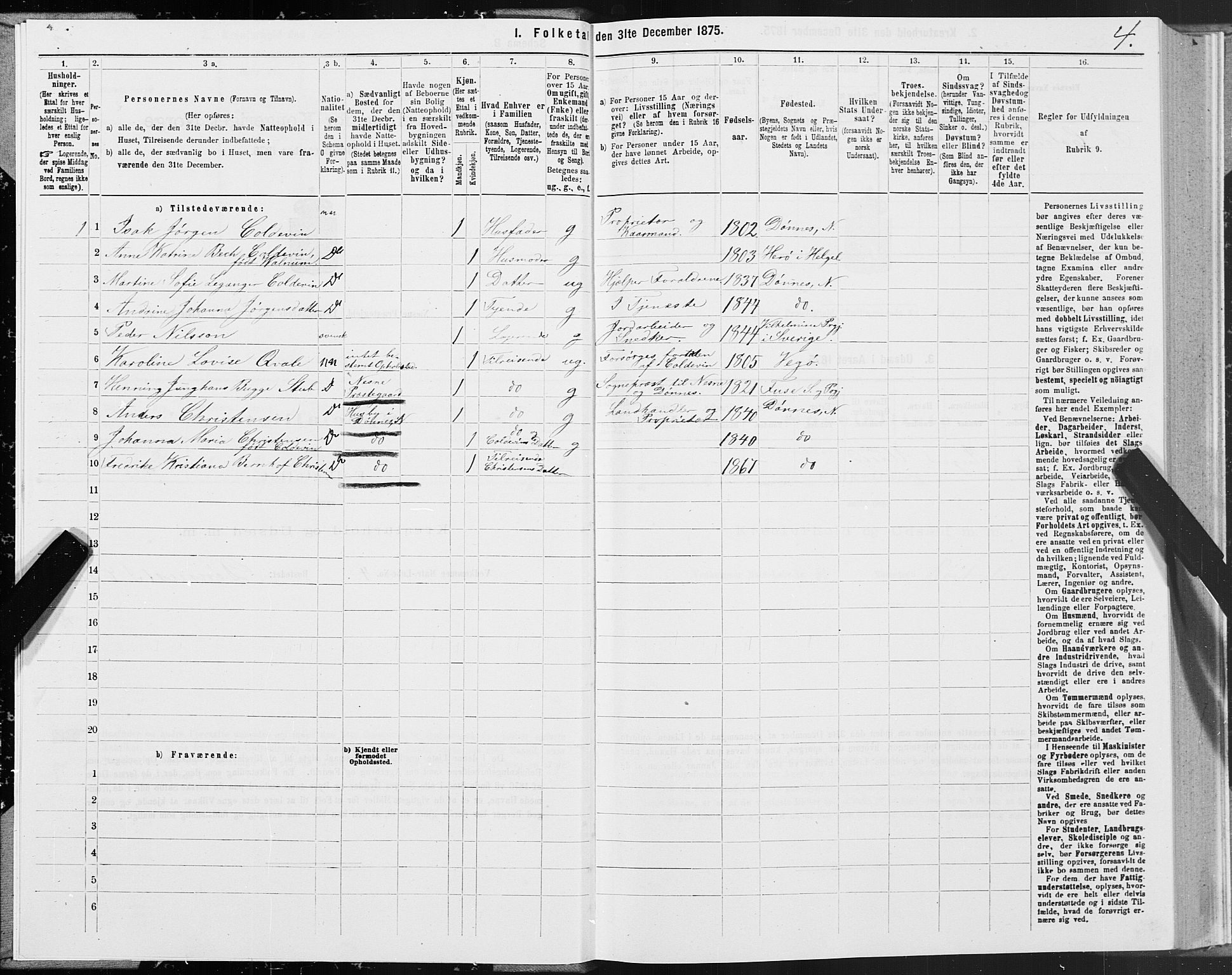 SAT, 1875 census for 1828P Nesna, 1875, p. 5004