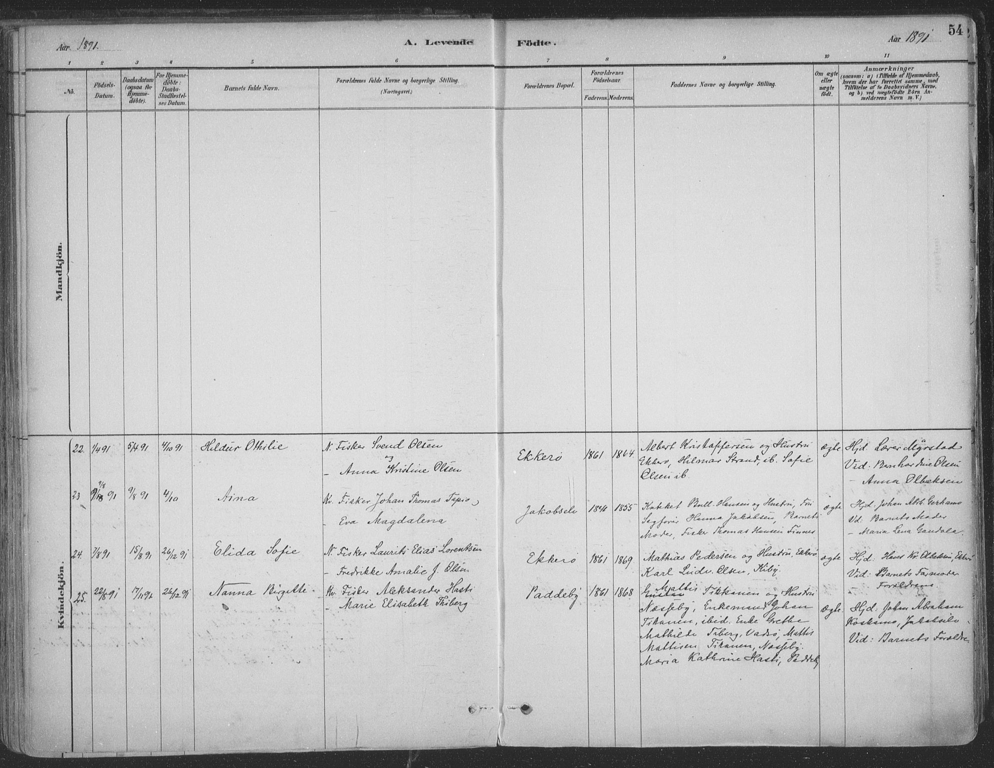 Vadsø sokneprestkontor, SATØ/S-1325/H/Ha/L0009kirke: Parish register (official) no. 9, 1881-1917, p. 54
