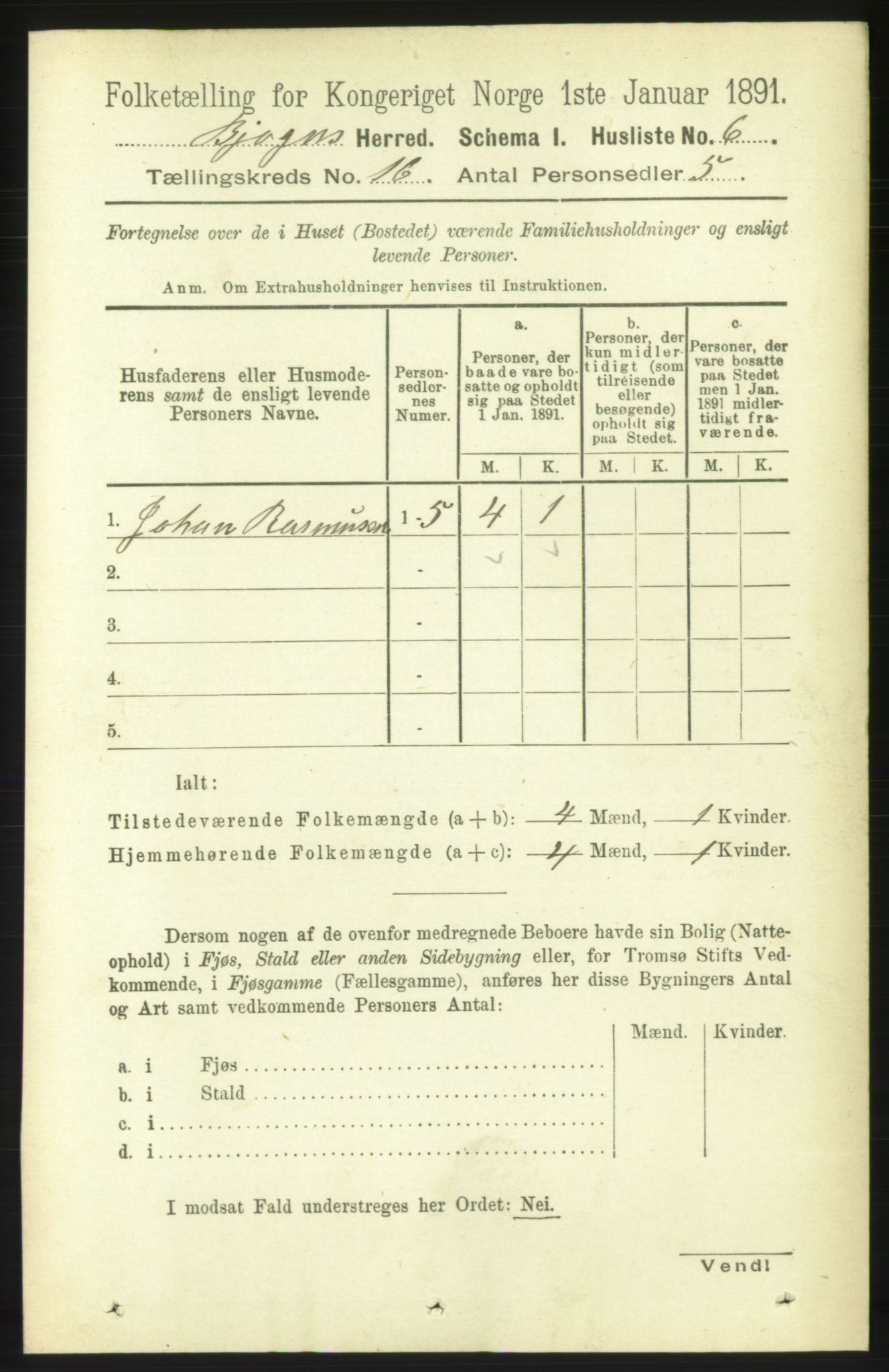 RA, 1891 census for 1627 Bjugn, 1891, p. 4387