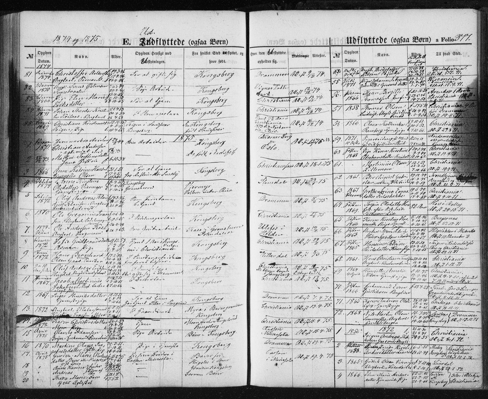 Kongsberg kirkebøker, SAKO/A-22/F/Fa/L0010: Parish register (official) no. I 10, 1859-1875, p. 377