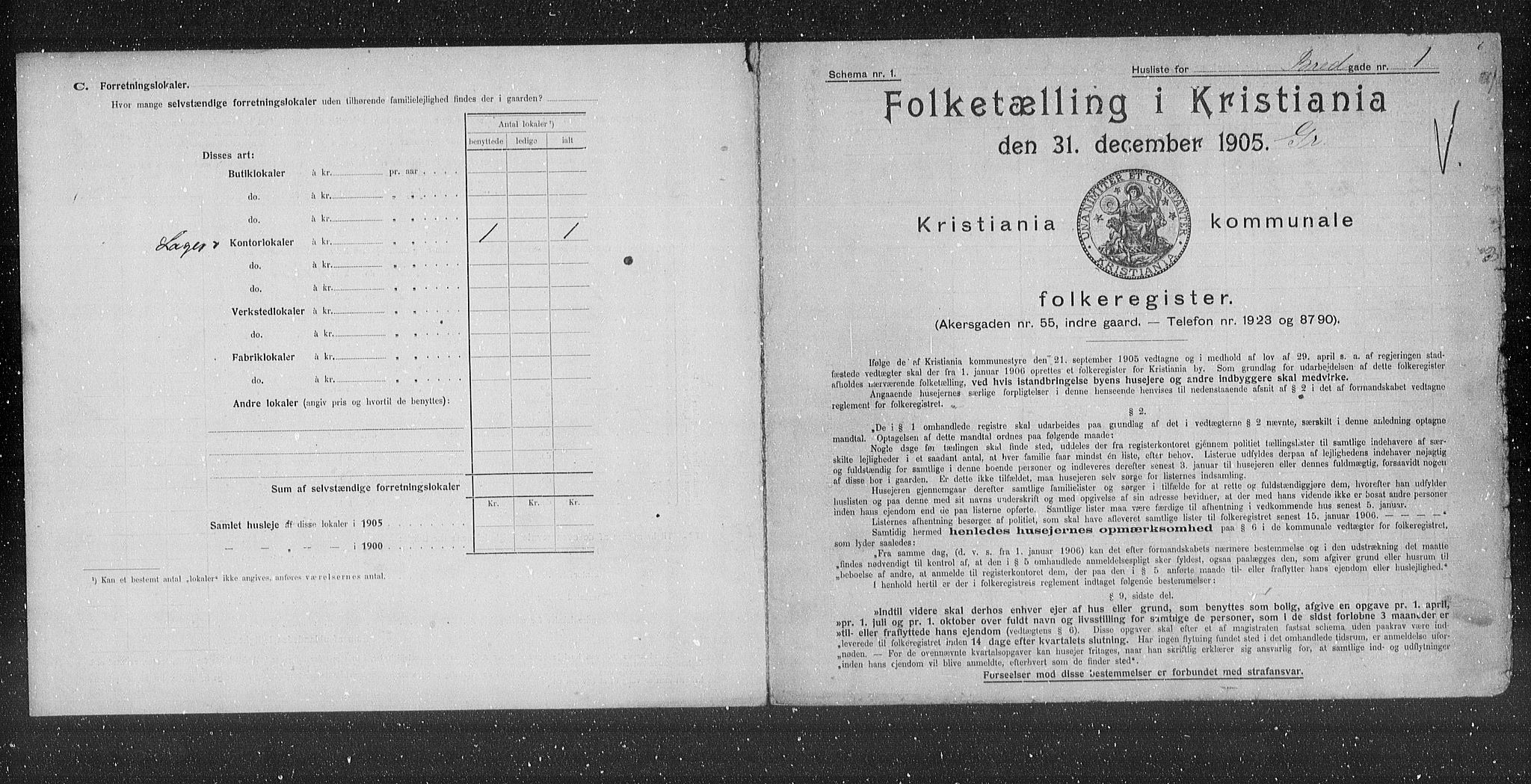 OBA, Municipal Census 1905 for Kristiania, 1905, p. 4108