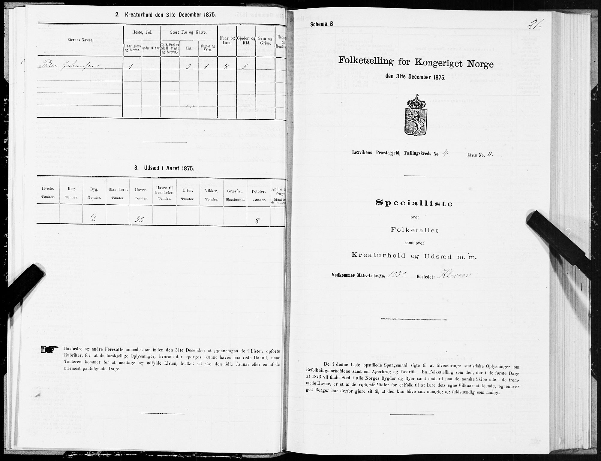 SAT, 1875 census for 1718P Leksvik, 1875, p. 3021