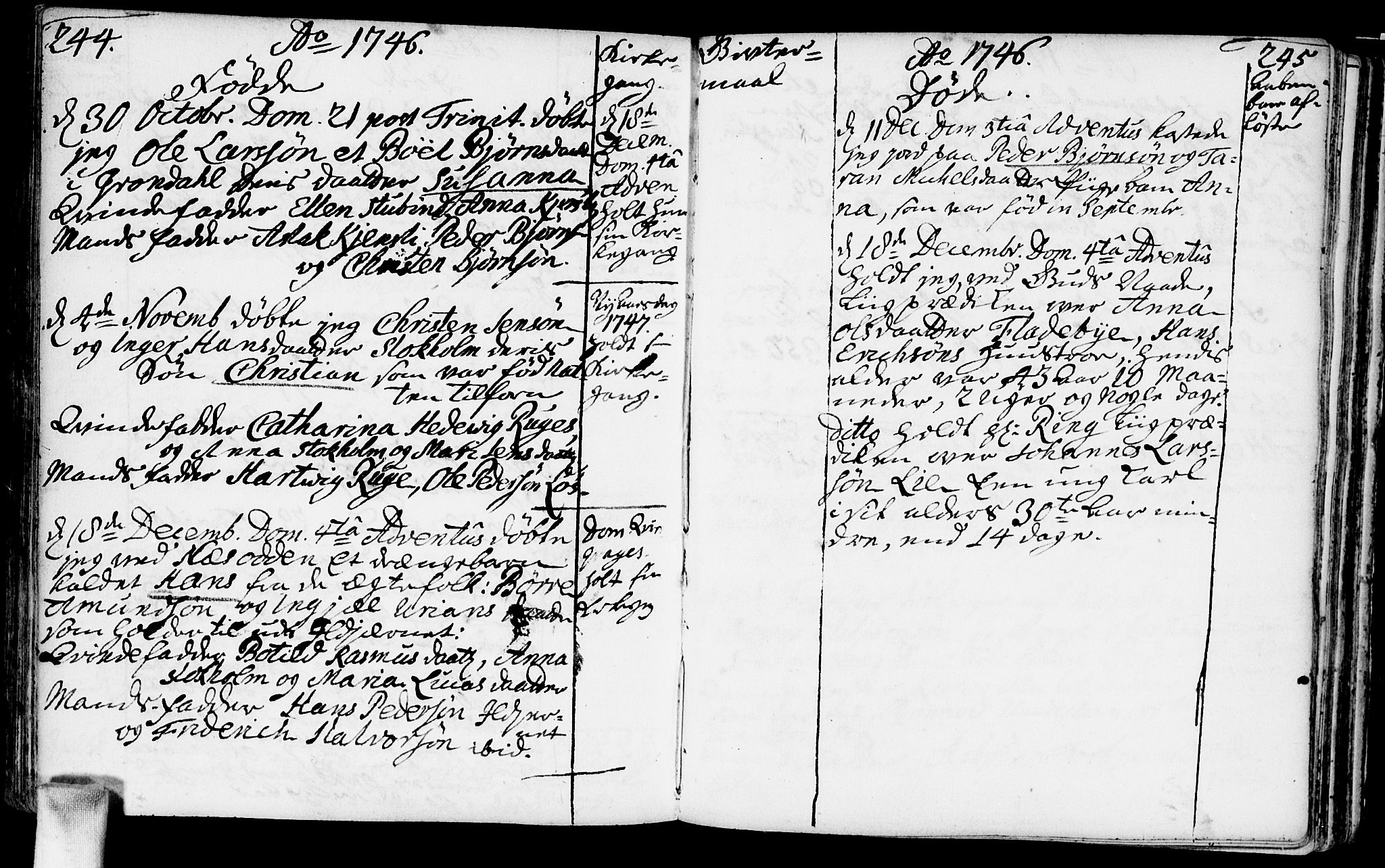 Nesodden prestekontor Kirkebøker, AV/SAO-A-10013/F/Fa/L0001: Parish register (official) no. I 1, 1709-1750, p. 244-245