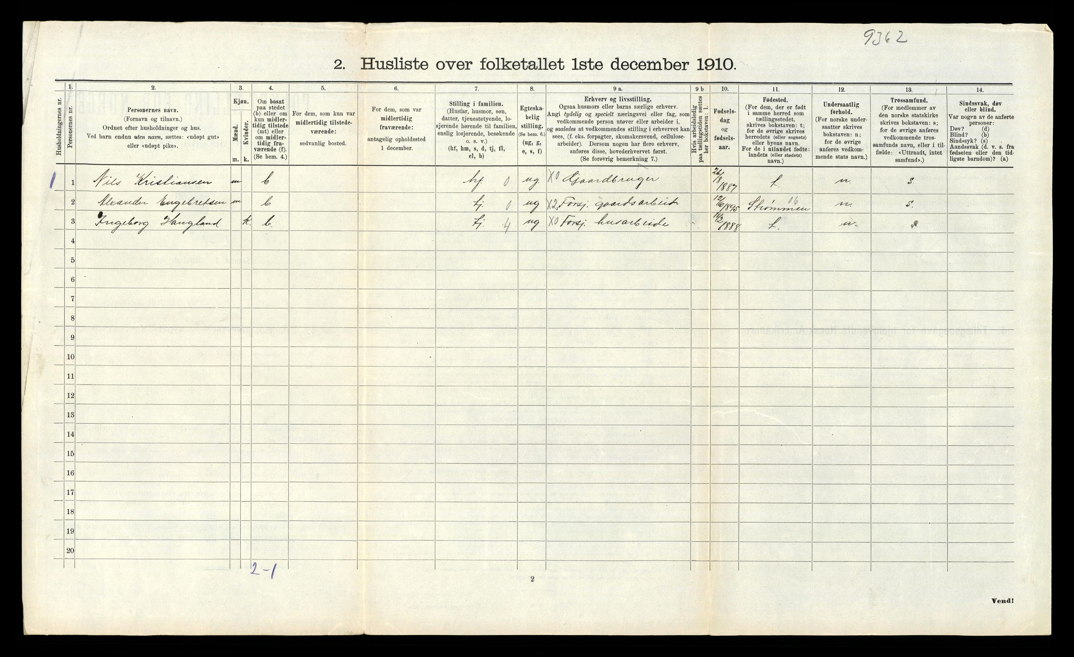 RA, 1910 census for Sande, 1910, p. 578