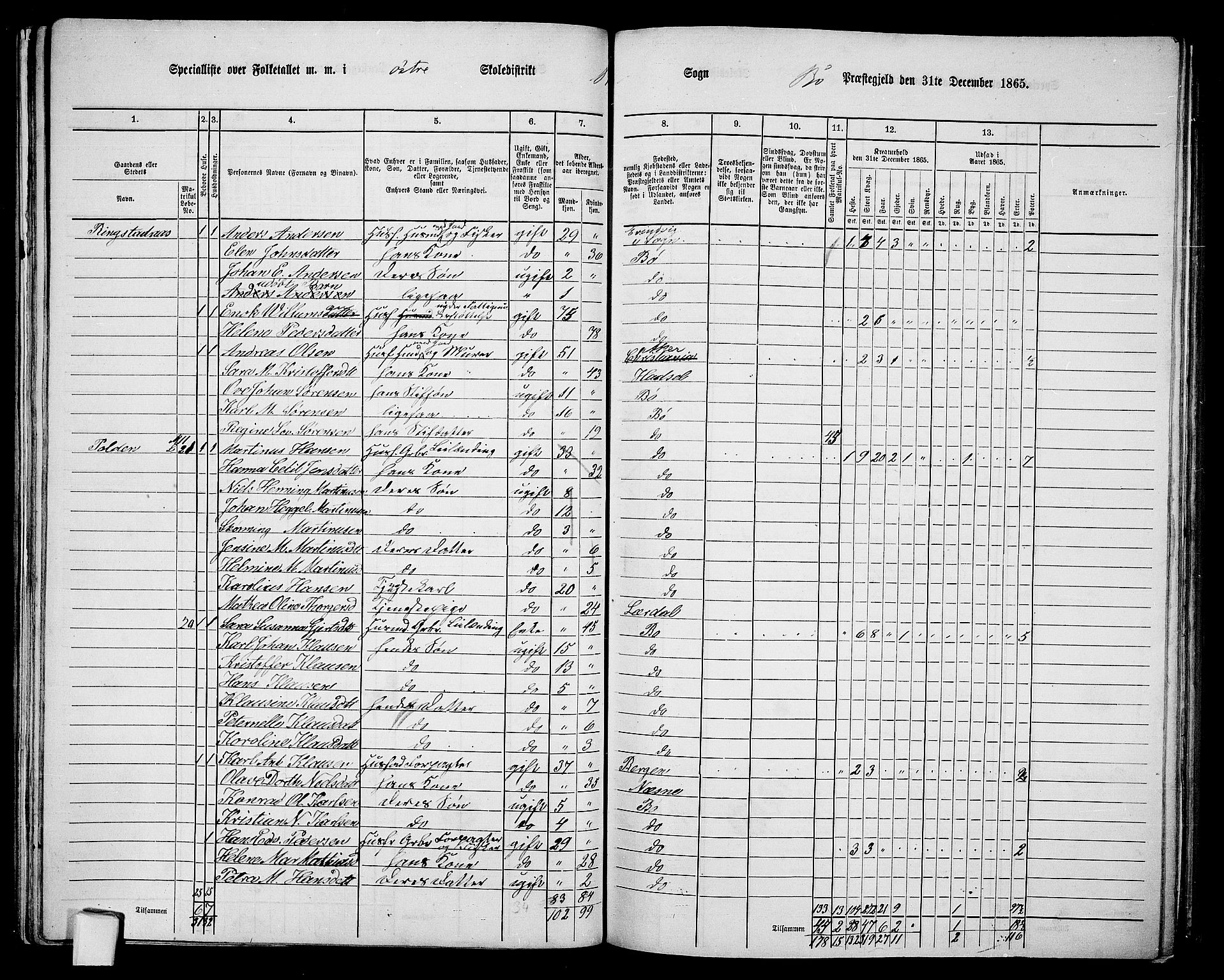 RA, 1865 census for Bø, 1865, p. 37