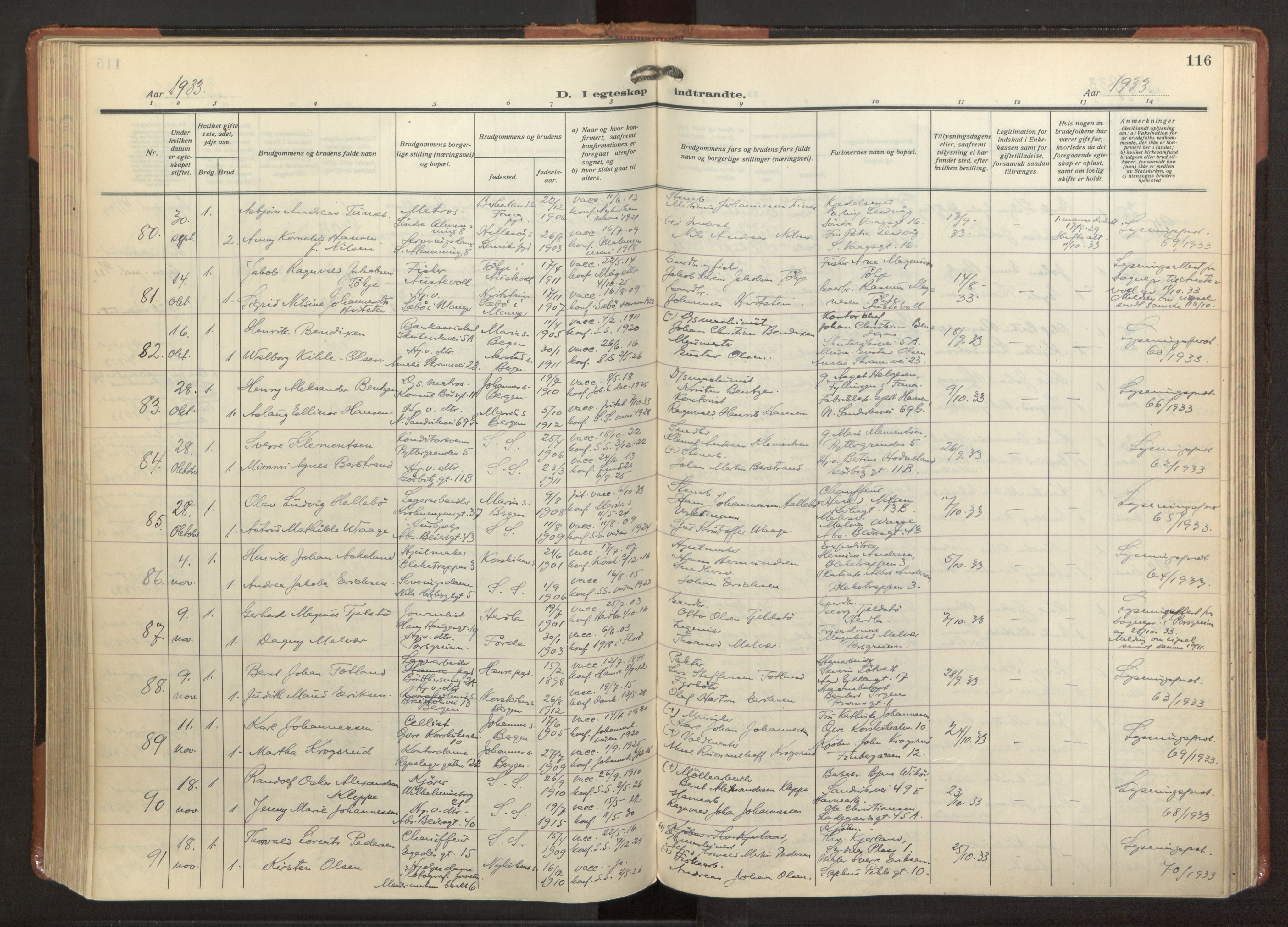 Sandviken Sokneprestembete, AV/SAB-A-77601/H/Ha/L0016: Parish register (official) no. D 3, 1923-1940, p. 116