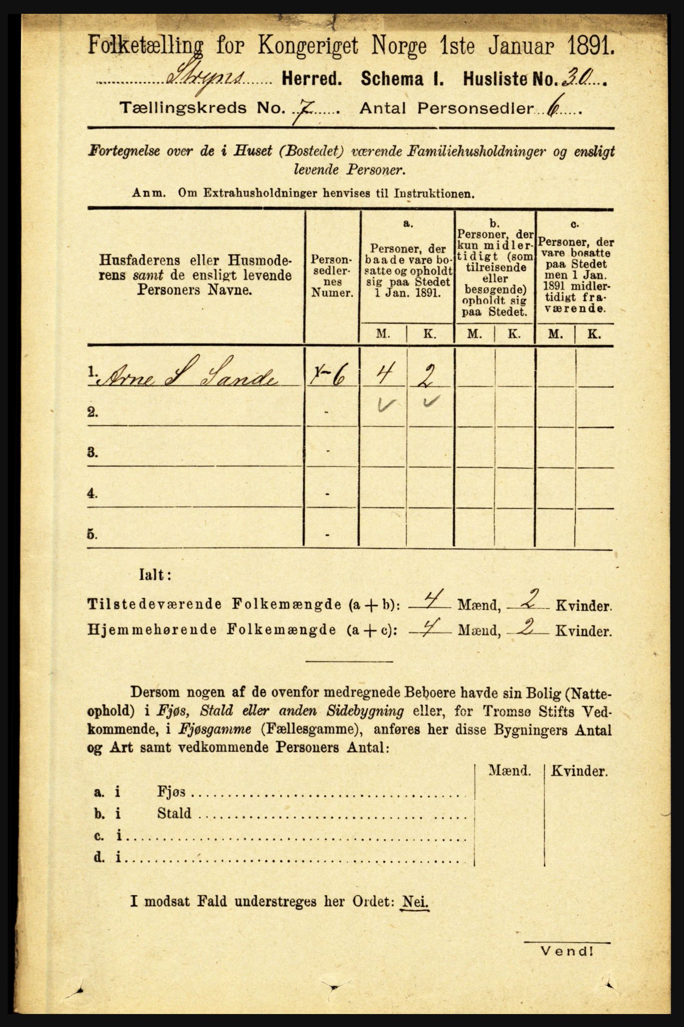 RA, 1891 census for 1448 Stryn, 1891, p. 2802