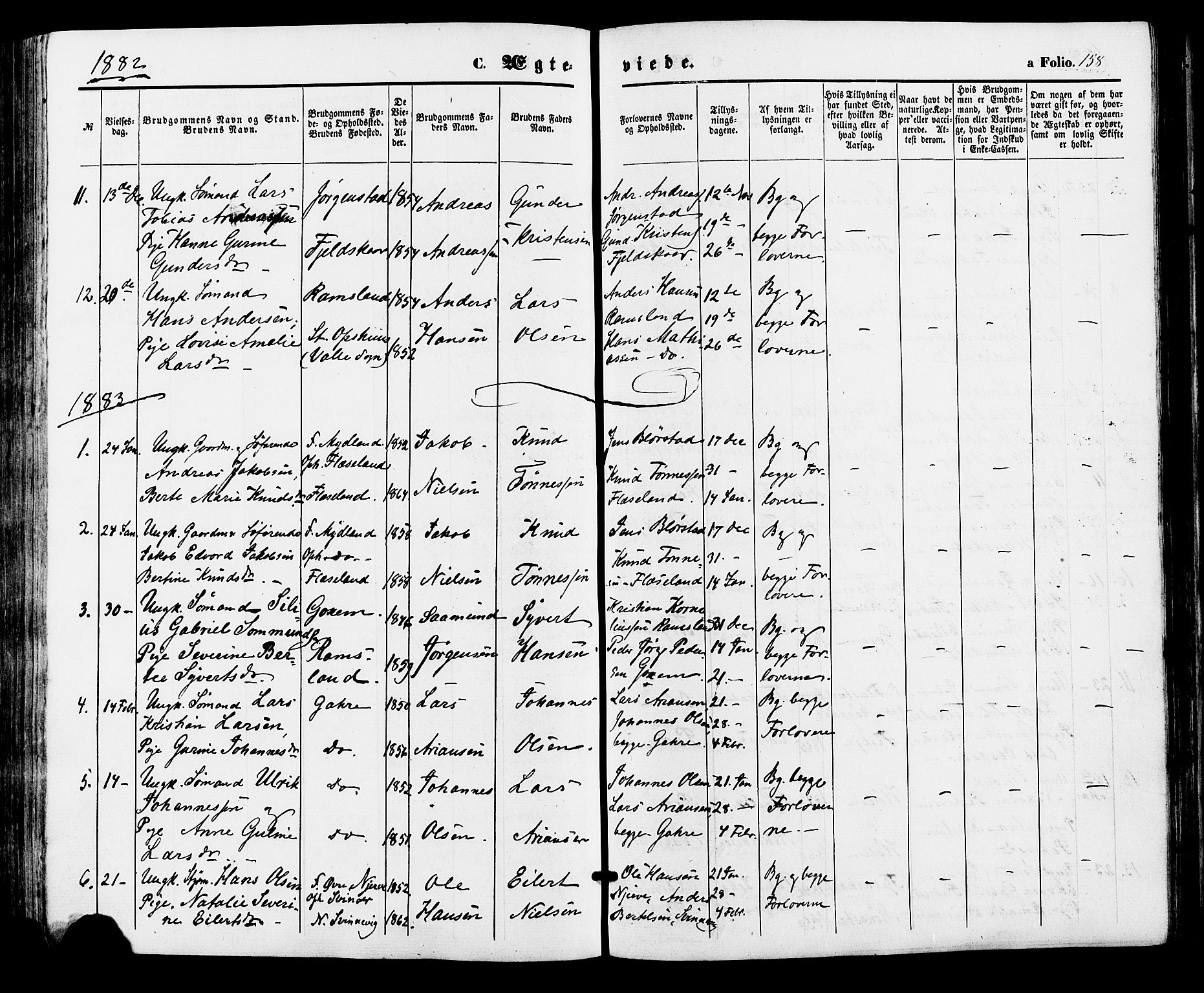 Sør-Audnedal sokneprestkontor, AV/SAK-1111-0039/F/Fa/Faa/L0003: Parish register (official) no. A 3, 1868-1883, p. 158