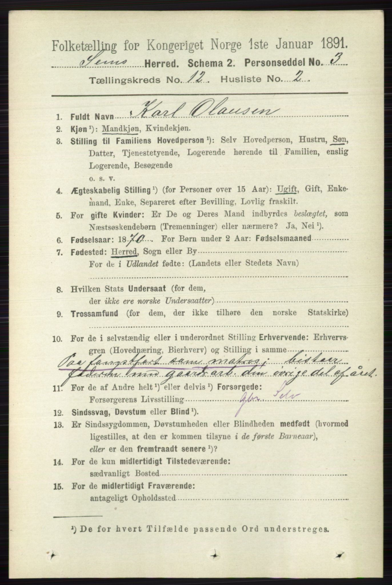 RA, 1891 census for 0721 Sem, 1891, p. 5769