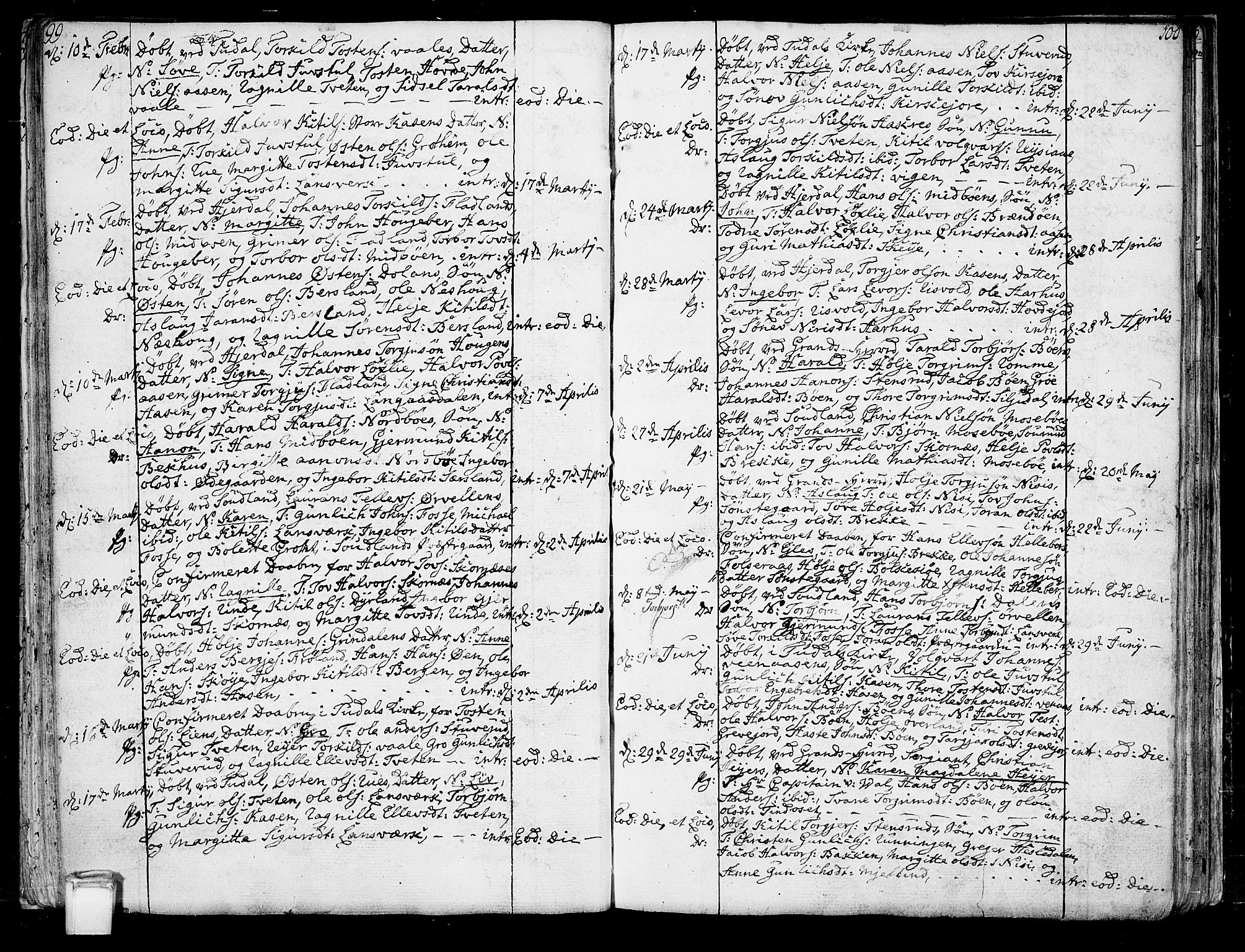 Hjartdal kirkebøker, SAKO/A-270/F/Fa/L0005: Parish register (official) no. I 5, 1776-1801, p. 99-100