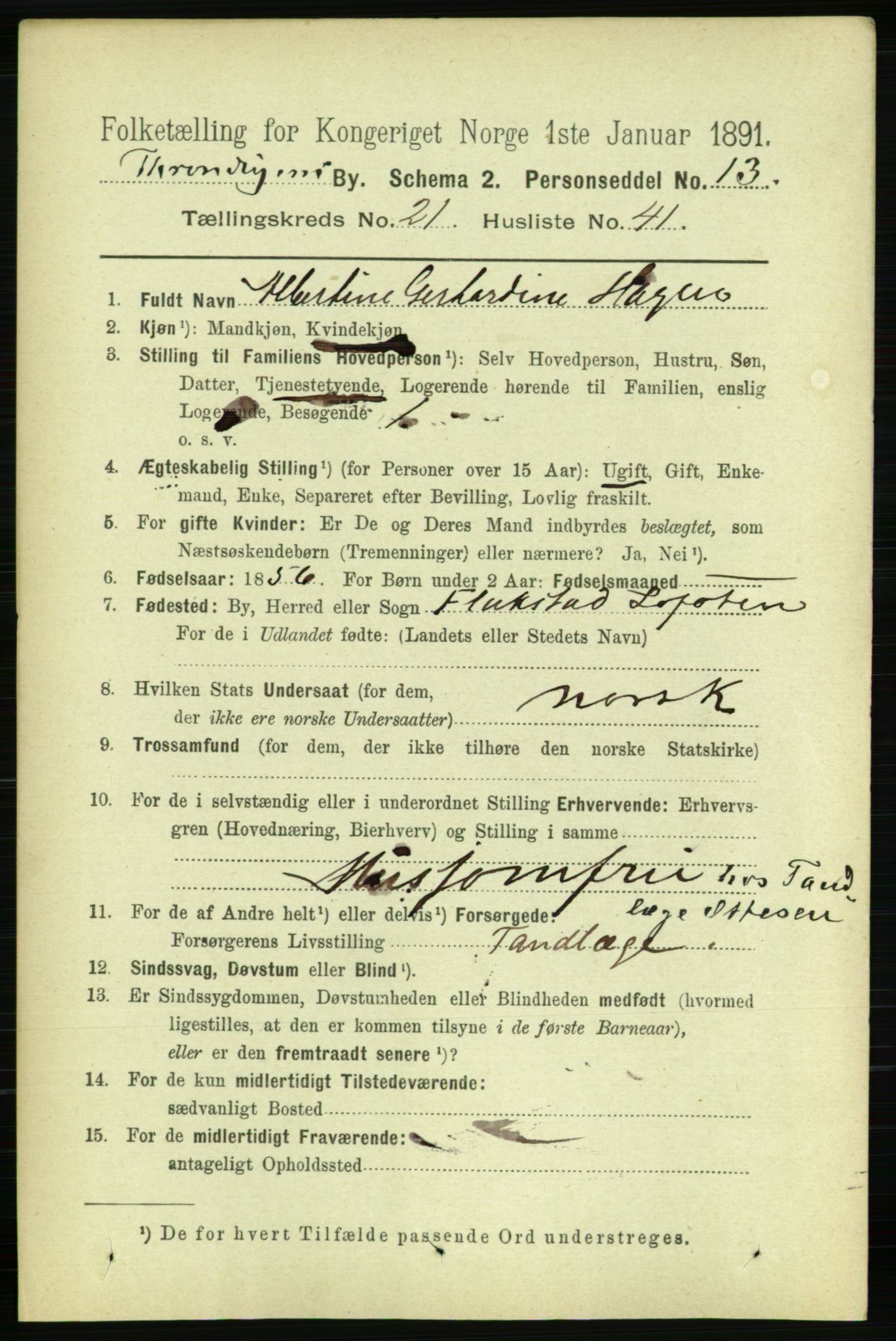 RA, 1891 census for 1601 Trondheim, 1891, p. 16510