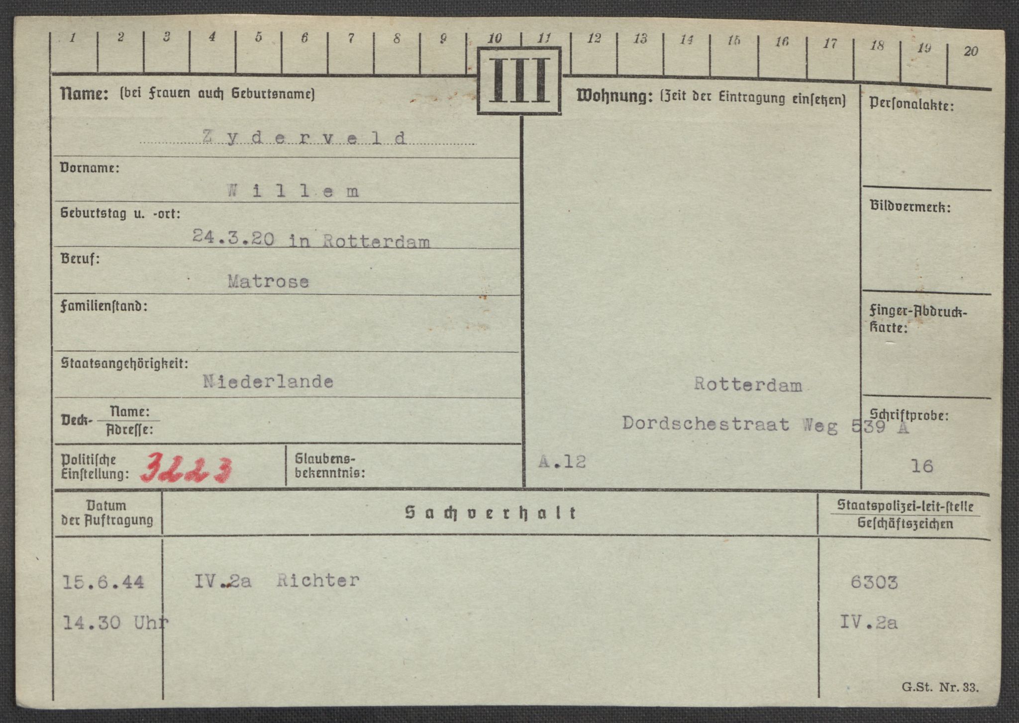 Befehlshaber der Sicherheitspolizei und des SD, RA/RAFA-5969/E/Ea/Eaa/L0010: Register over norske fanger i Møllergata 19: Sø-Å, 1940-1945, p. 1204