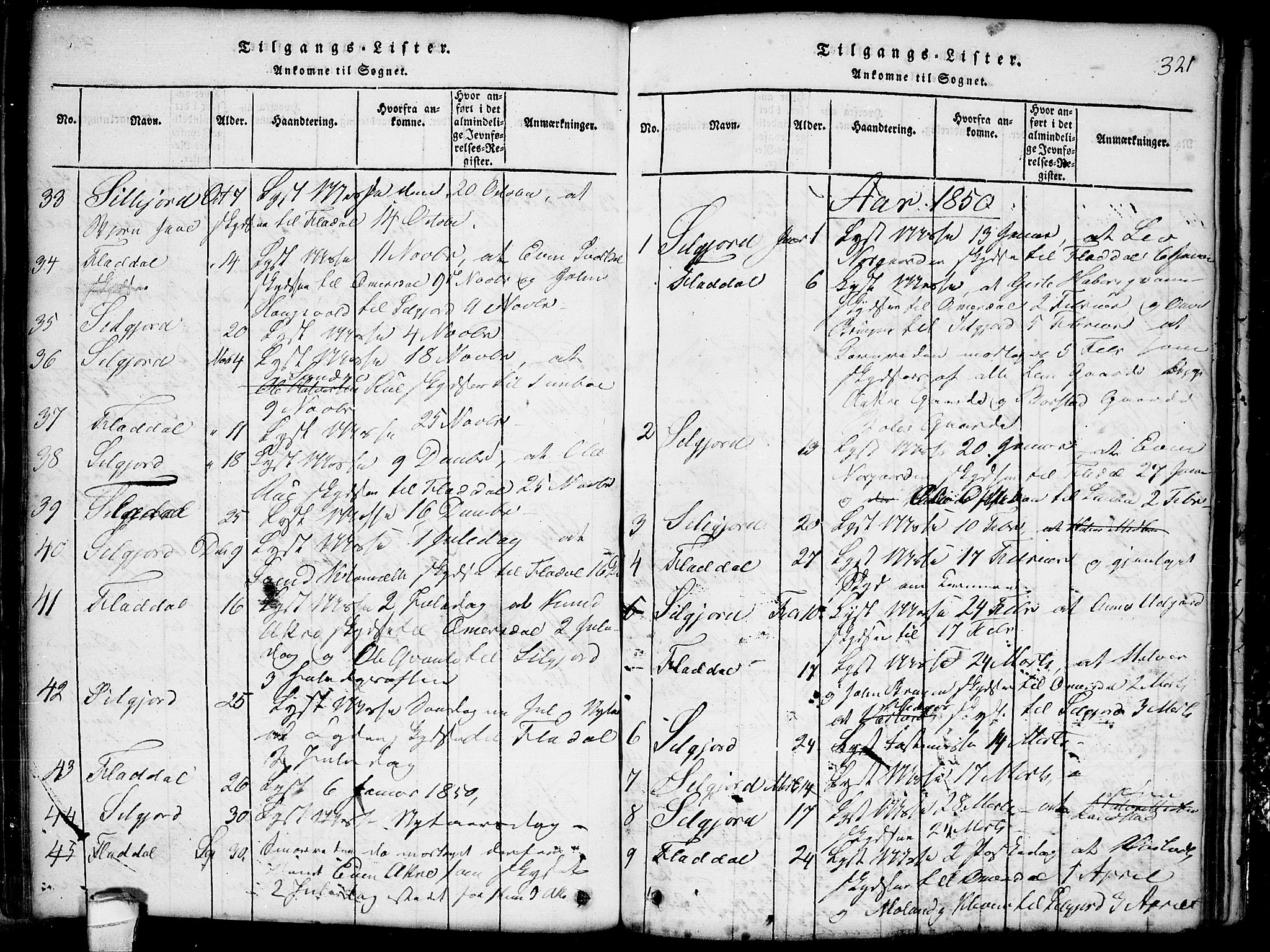 Seljord kirkebøker, SAKO/A-20/G/Gb/L0002: Parish register (copy) no. II 2, 1815-1854, p. 321