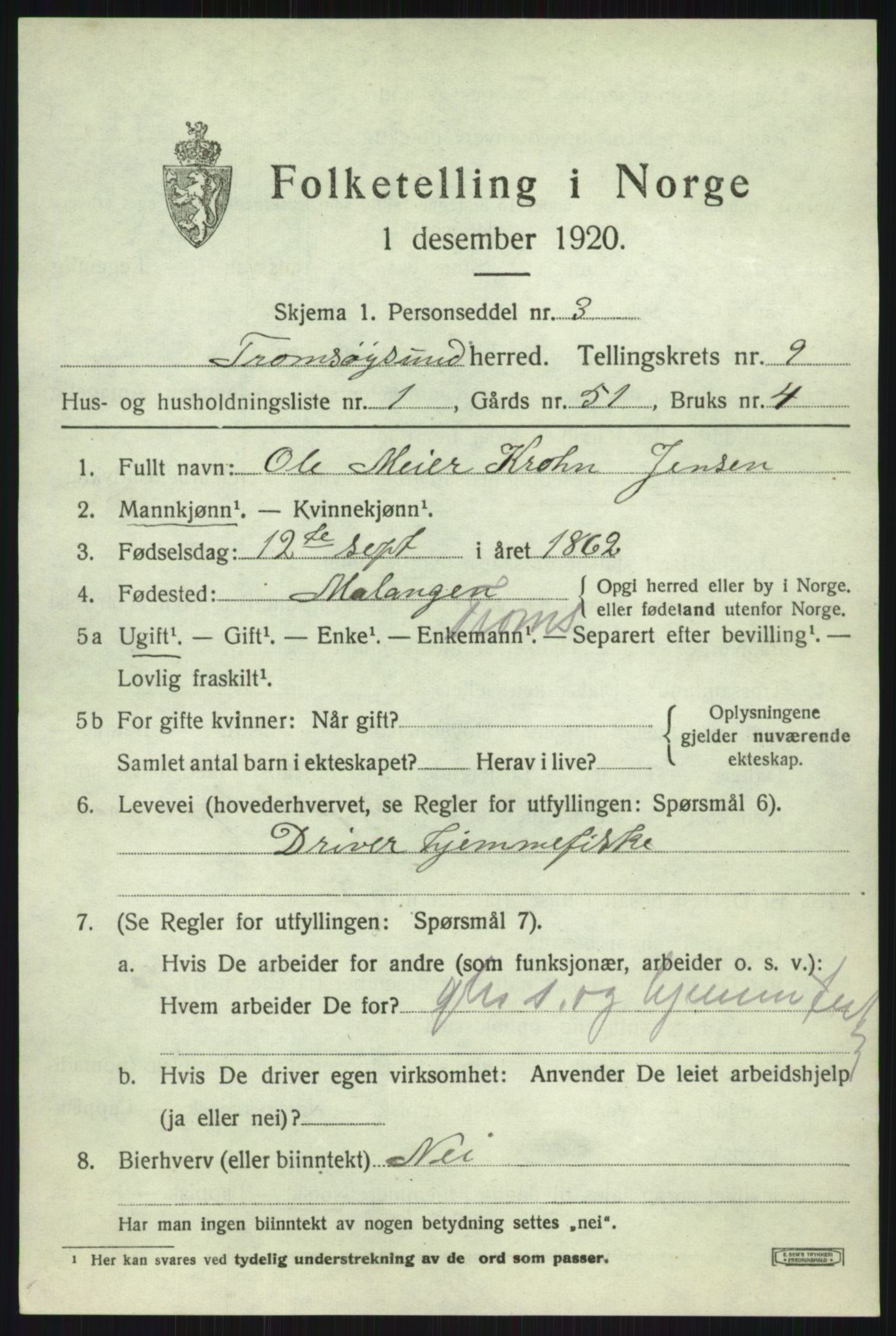 SATØ, 1920 census for Tromsøysund, 1920, p. 6518