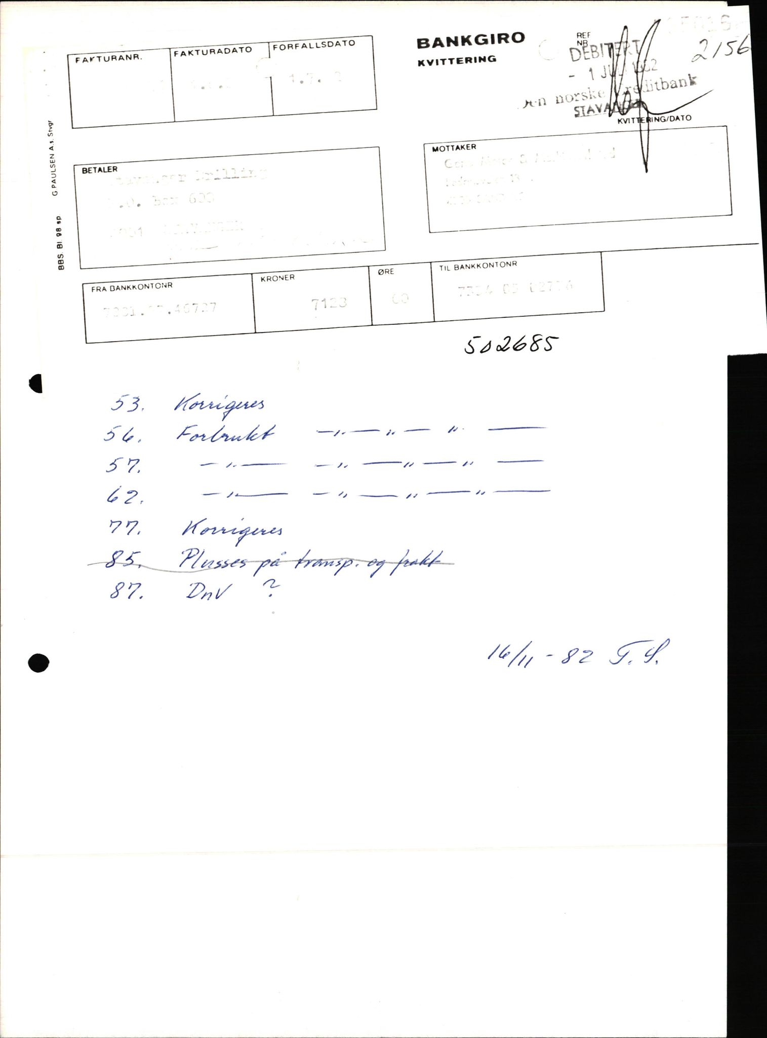 Pa 1503 - Stavanger Drilling AS, AV/SAST-A-101906/2/E/Ec/Eca/L0014: Sak og korrespondanse, 1977-1987
