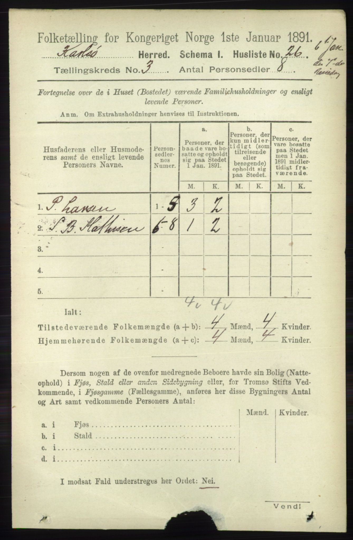 RA, 1891 census for 1936 Karlsøy, 1891, p. 605