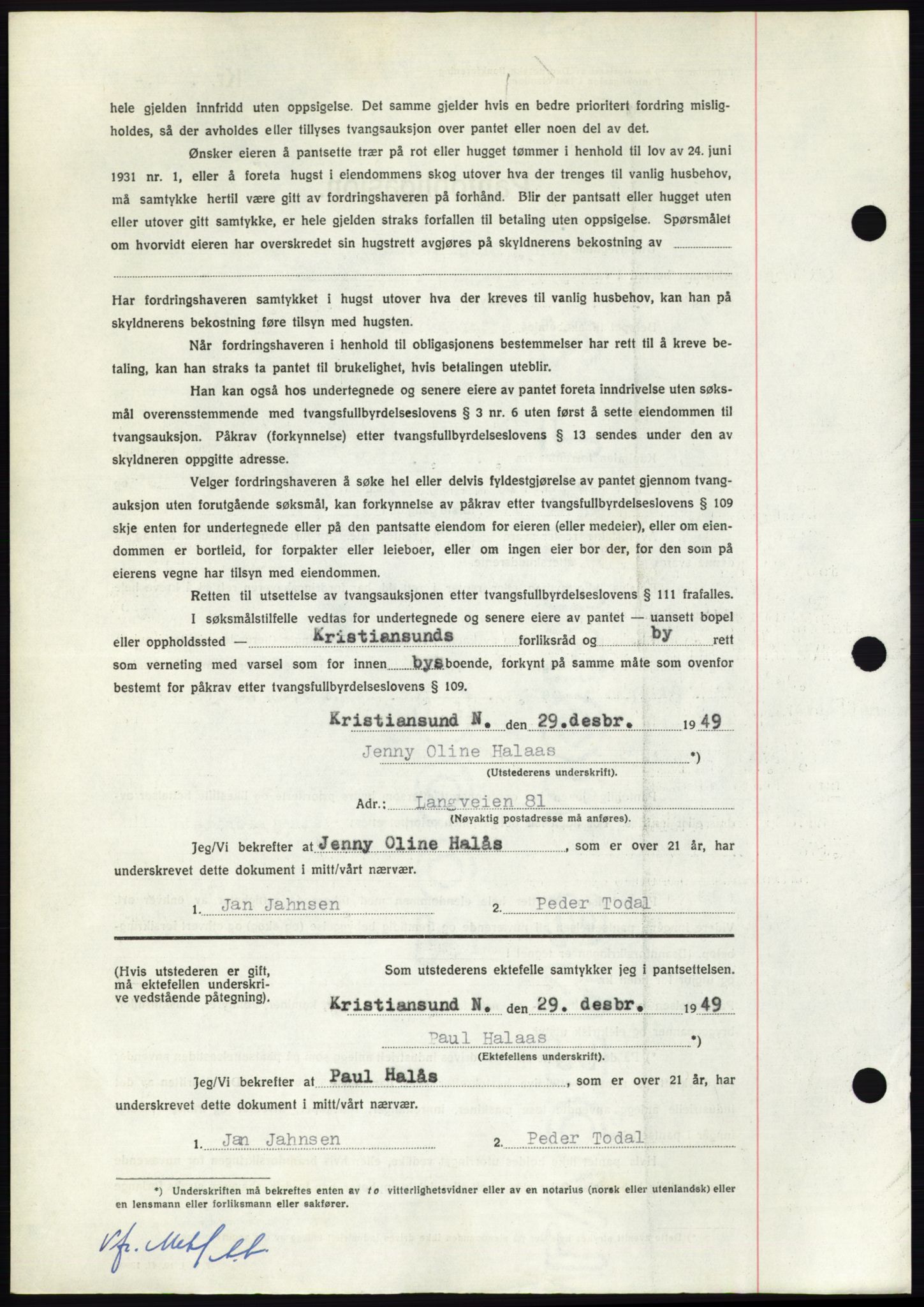 Nordmøre sorenskriveri, SAT/A-4132/1/2/2Ca: Mortgage book no. B103, 1949-1950, Diary no: : 2/1950