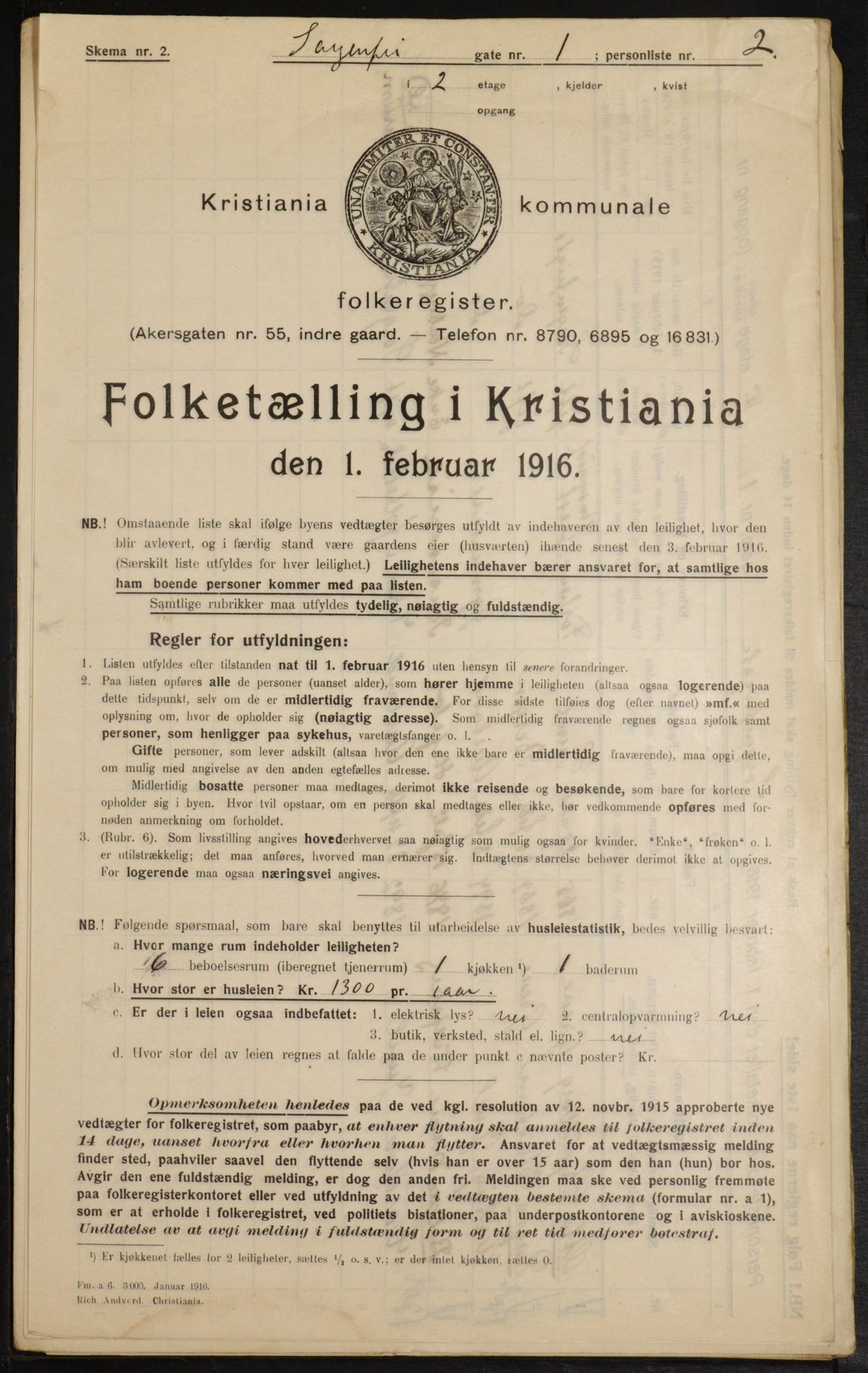 OBA, Municipal Census 1916 for Kristiania, 1916, p. 102272