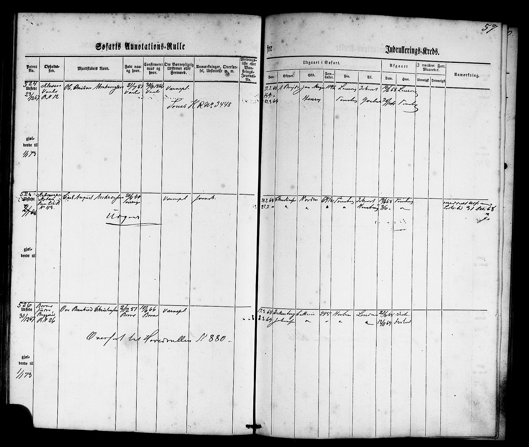 Horten innrulleringskontor, SAKO/A-785/F/Fb/L0001: Annotasjonsrulle, 1864-1868, p. 72