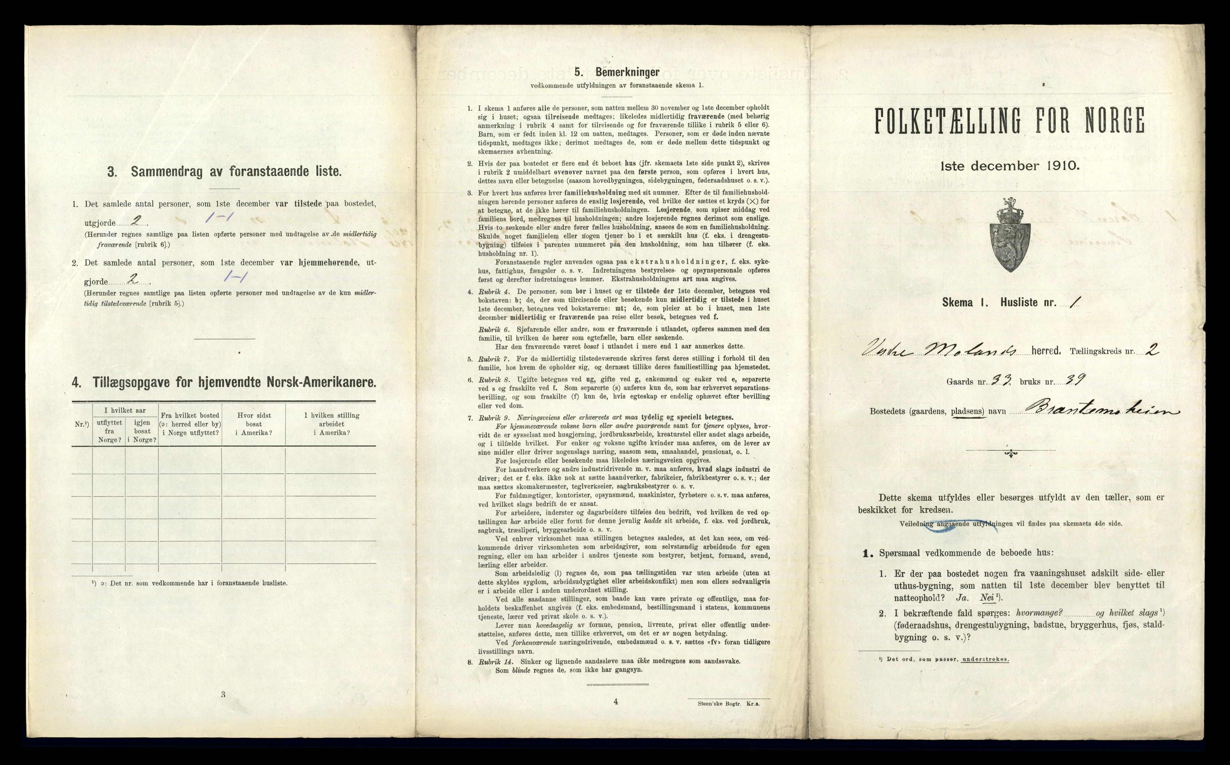 RA, 1910 census for Vestre Moland, 1910, p. 184
