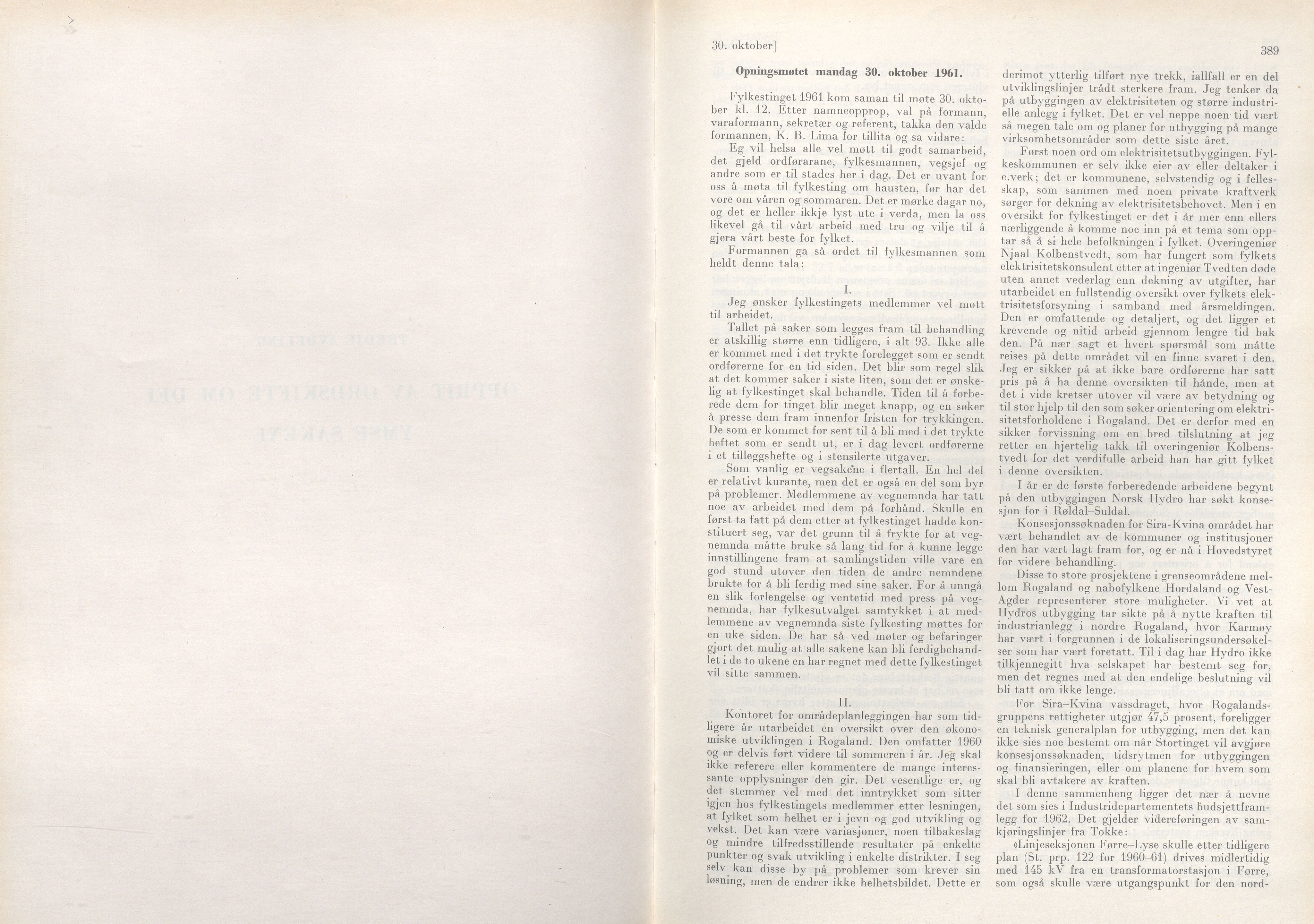 Rogaland fylkeskommune - Fylkesrådmannen , IKAR/A-900/A/Aa/Aaa/L0081: Møtebok , 1961, p. 389