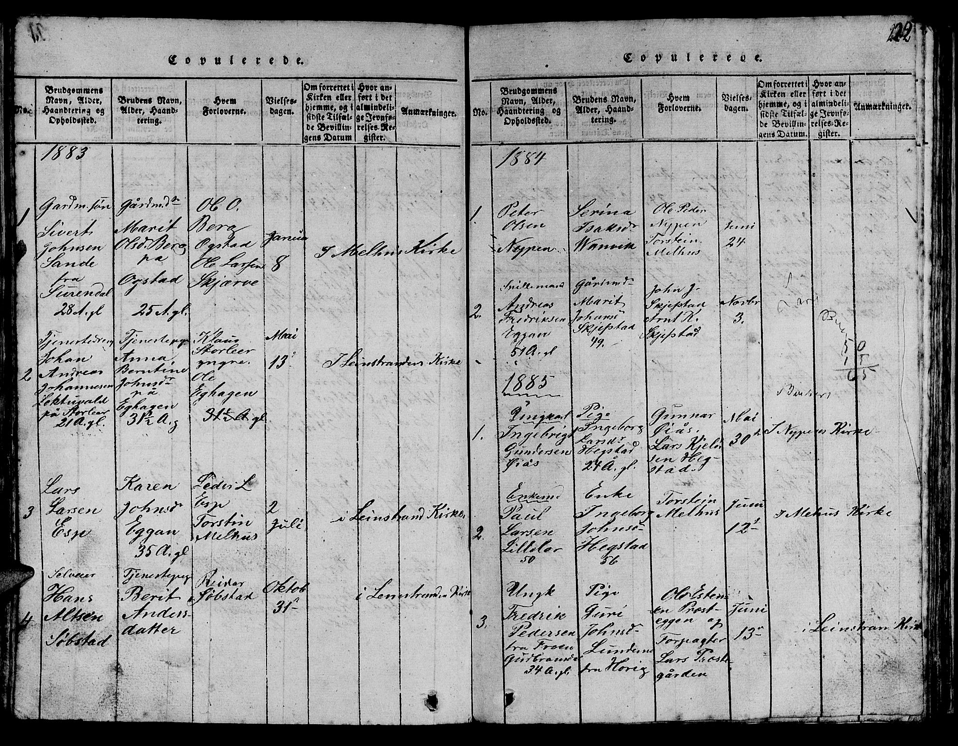 Ministerialprotokoller, klokkerbøker og fødselsregistre - Sør-Trøndelag, SAT/A-1456/613/L0393: Parish register (copy) no. 613C01, 1816-1886, p. 222