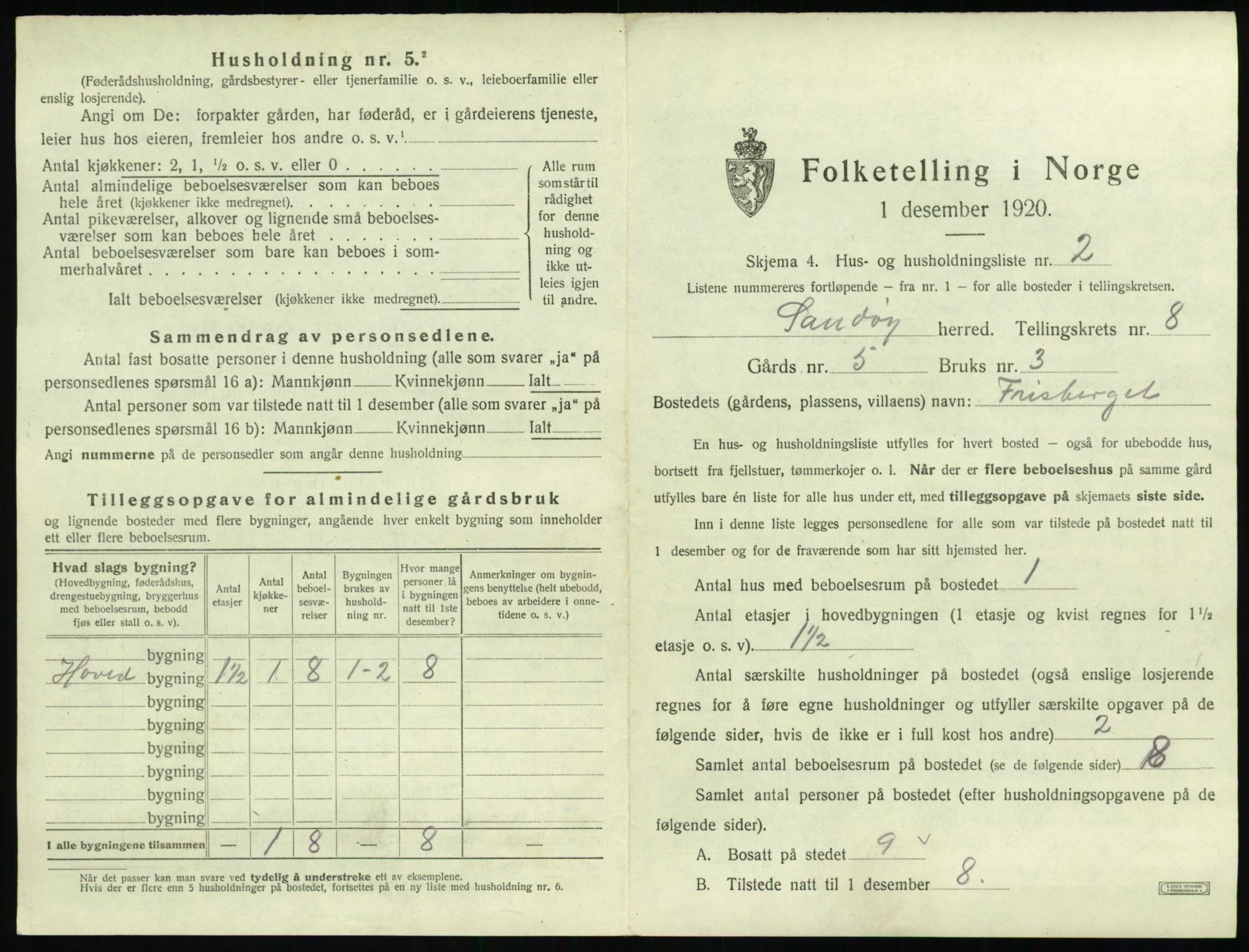 SAT, 1920 census for Sandøy, 1920, p. 360