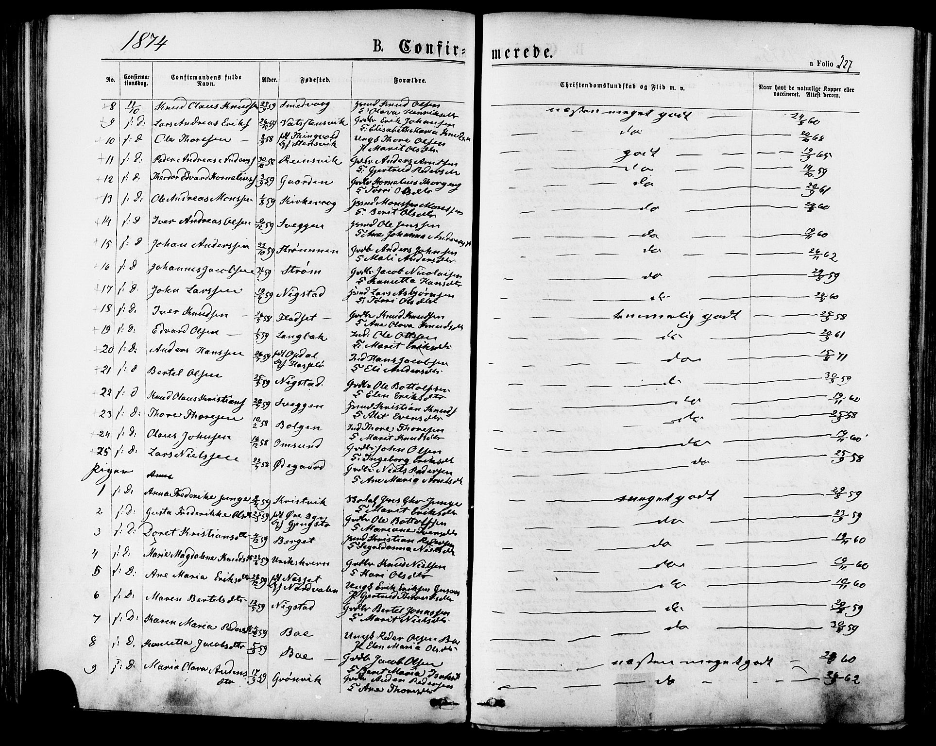 Ministerialprotokoller, klokkerbøker og fødselsregistre - Møre og Romsdal, SAT/A-1454/568/L0805: Parish register (official) no. 568A12 /1, 1869-1884, p. 227
