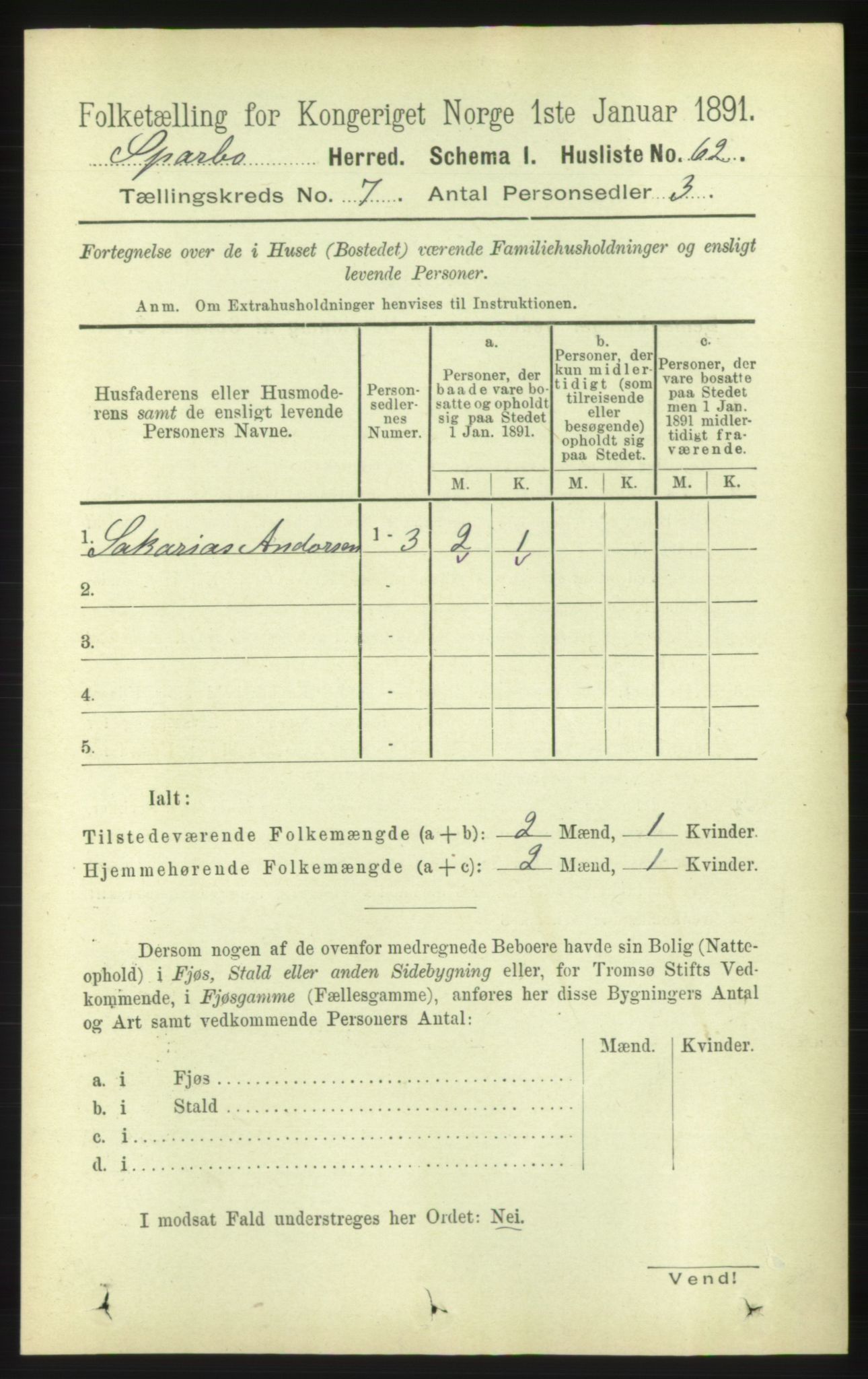 RA, 1891 census for 1731 Sparbu, 1891, p. 2397