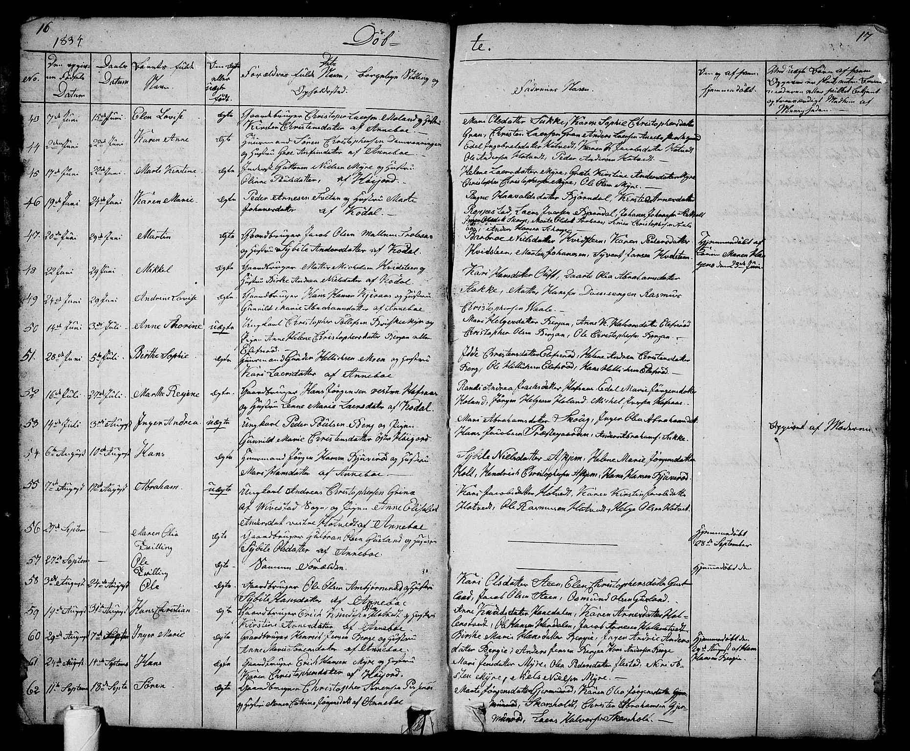 Andebu kirkebøker, AV/SAKO-A-336/G/Ga/L0003: Parish register (copy) no. I 3, 1832-1867, p. 16-17