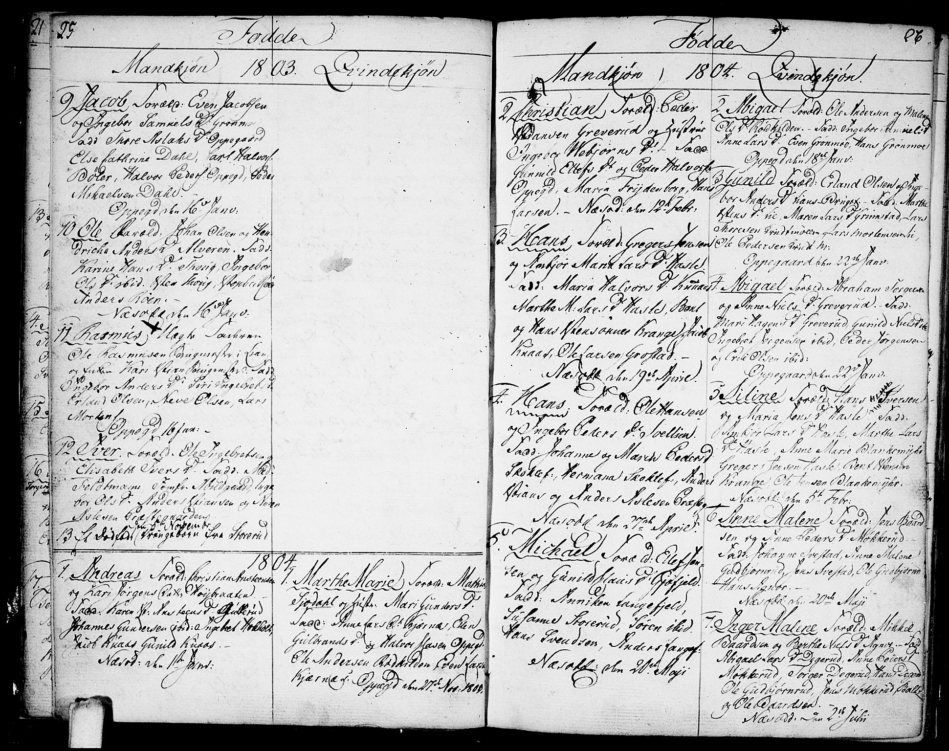 Nesodden prestekontor Kirkebøker, AV/SAO-A-10013/F/Fa/L0005: Parish register (official) no. I 5, 1793-1814, p. 25-26