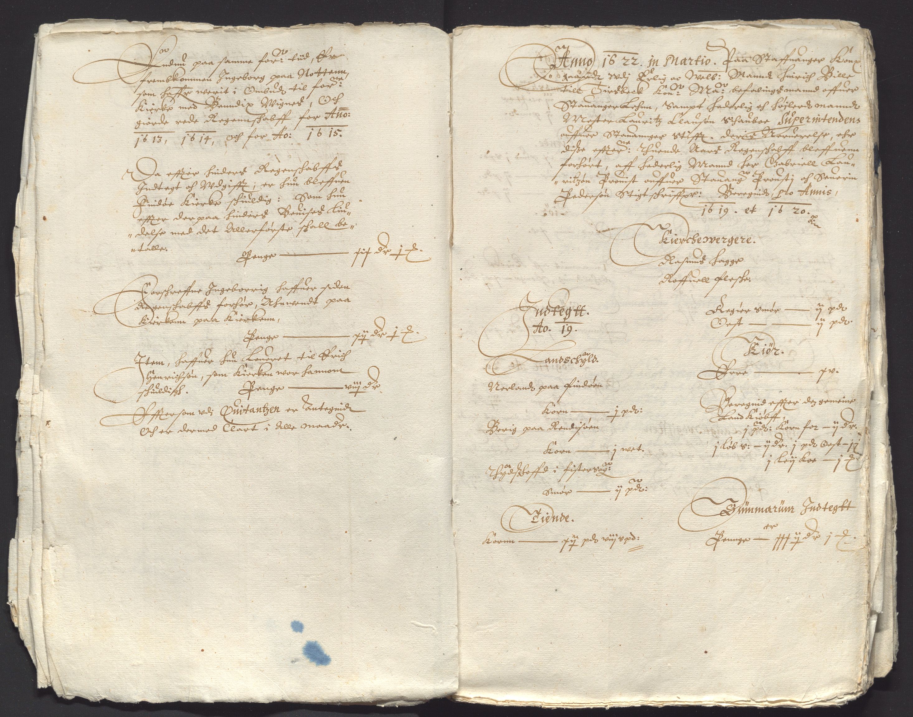 Stavanger len, AV/SAST-A-101870/Oa/L0017: Kirkeregnskaper, jordebøker, manntall, dommer, supplikker, befalinger, stevninger mv. 1617-1674. des. 1 s. 36-39, 46f, 54, 88ff, 98-102, 1600-1628, p. 60