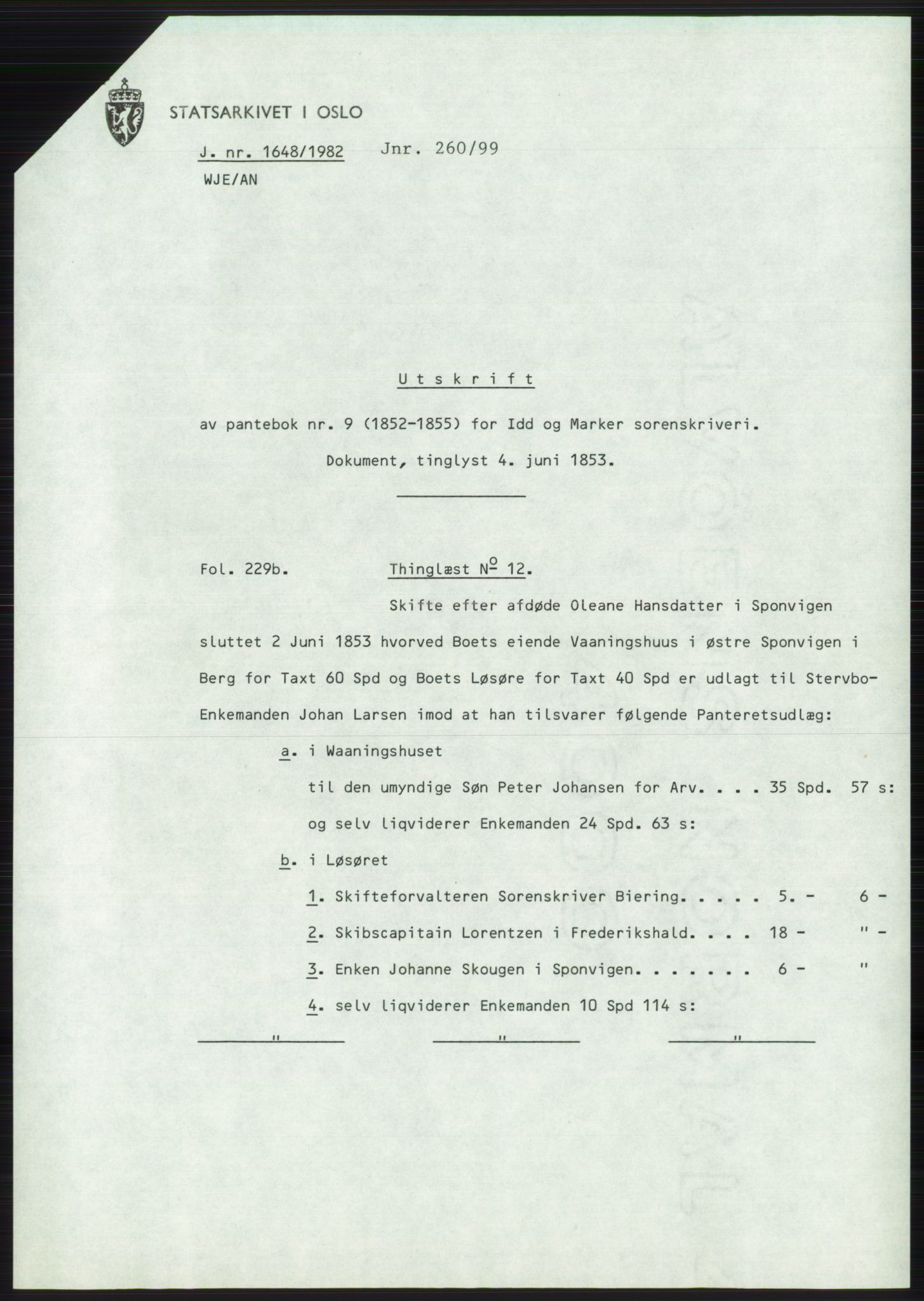 Statsarkivet i Oslo, AV/SAO-A-10621/Z/Zd/L0041: Avskrifter, j.nr 13-4201/1982, 1982, p. 90