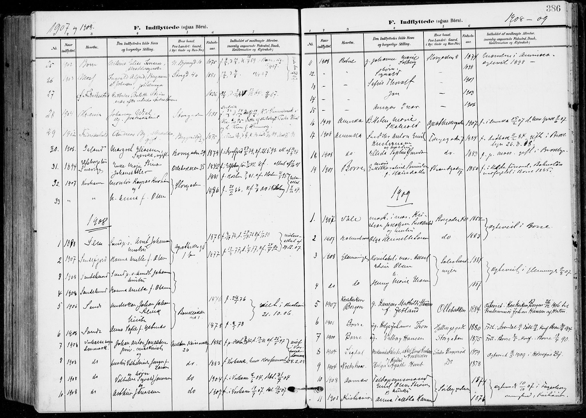 Horten kirkebøker, AV/SAKO-A-348/F/Fa/L0006: Parish register (official) no. 6, 1905-1912, p. 386