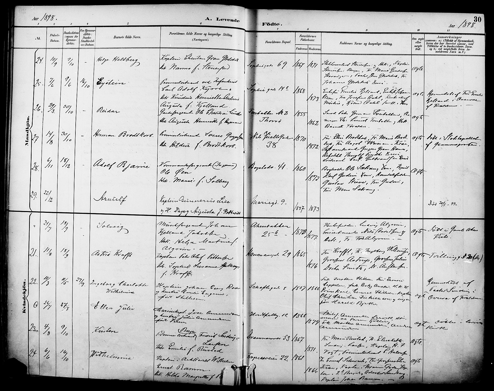 Garnisonsmenigheten Kirkebøker, SAO/A-10846/F/Fa/L0013: Parish register (official) no. 13, 1894-1904, p. 30