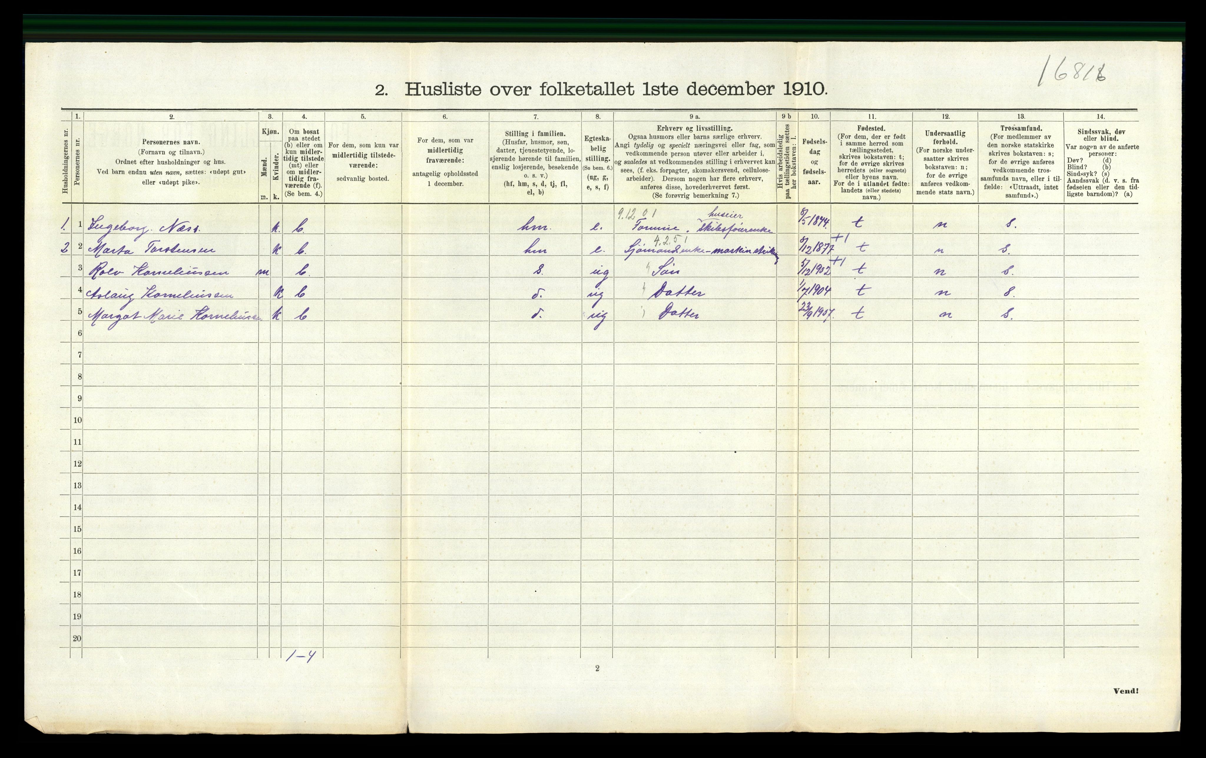 RA, 1910 census for Tjøme, 1910, p. 1332